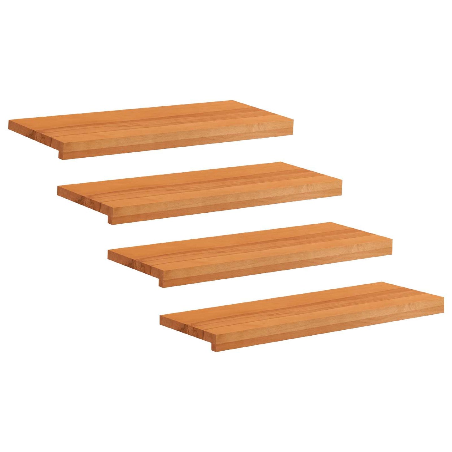 Stair Treads 4 pcs 80 x 25 x 2 cm Light Brown Solid Beech Wood