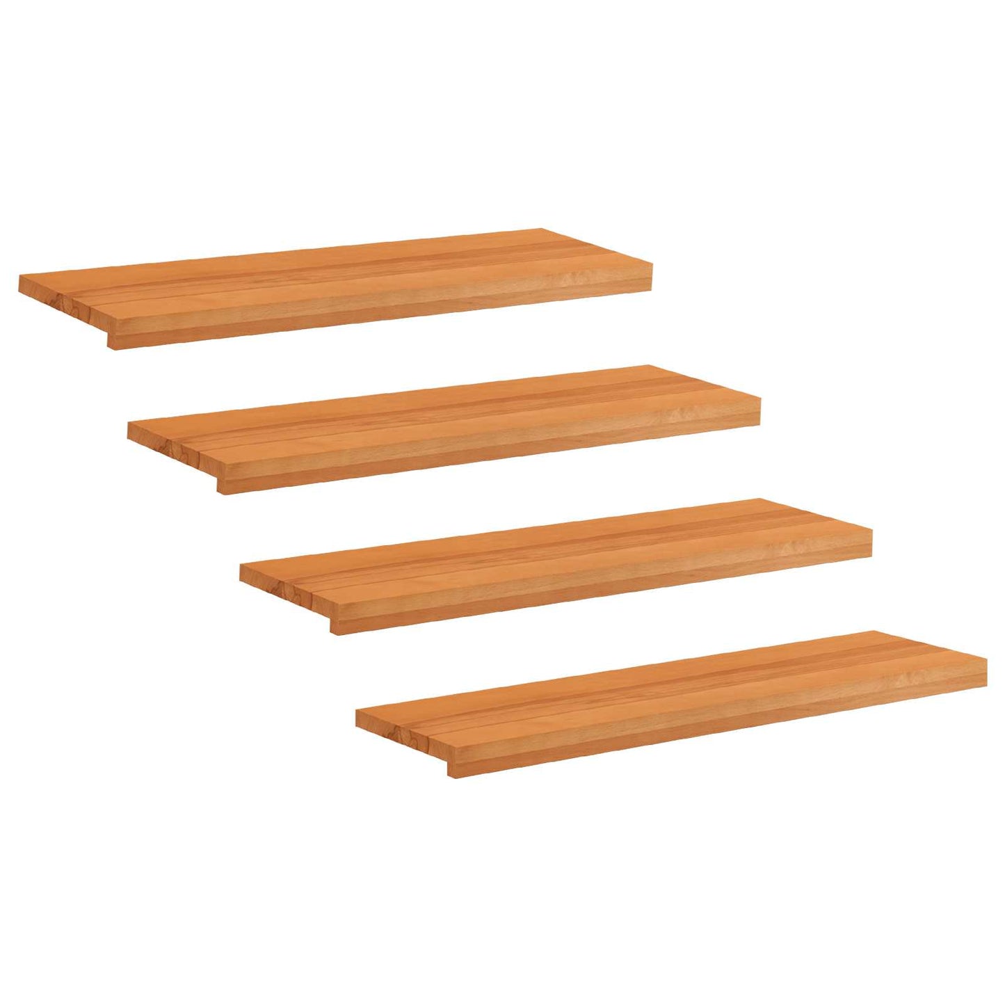 Stair Treads 4 pcs 90 x 25 x 2 cm Light Brown Solid Beech Wood