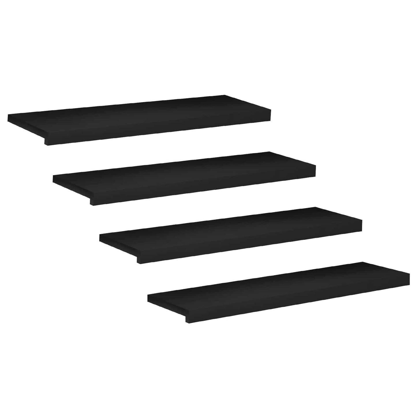Stair Treads 4 pcs 100 x 25 x 2 cm Black Solid Beech Wood