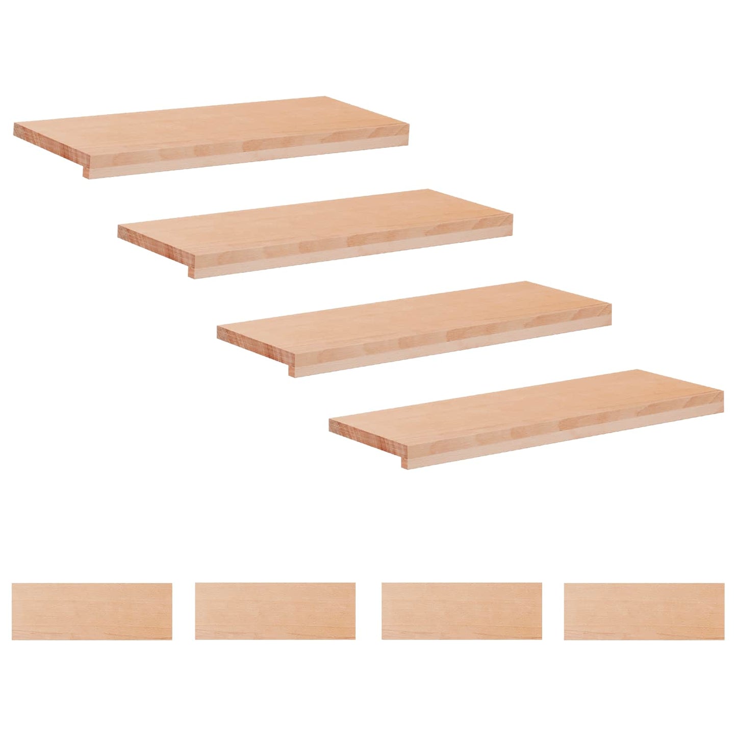 Stair Treads 8 pcs 70 x 25 x 2 cm Natural Solid Beech Wood