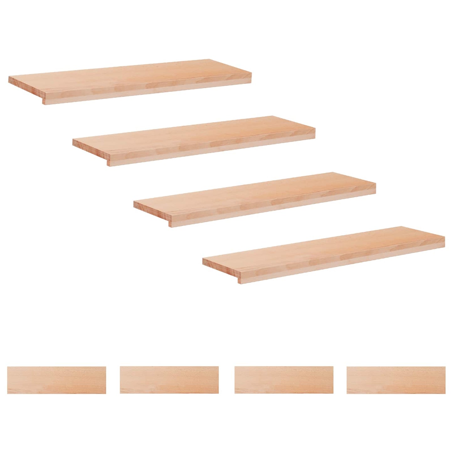 Stair Treads 8 pcs 100 x 25 x 2 cm Natural Solid Beech Wood