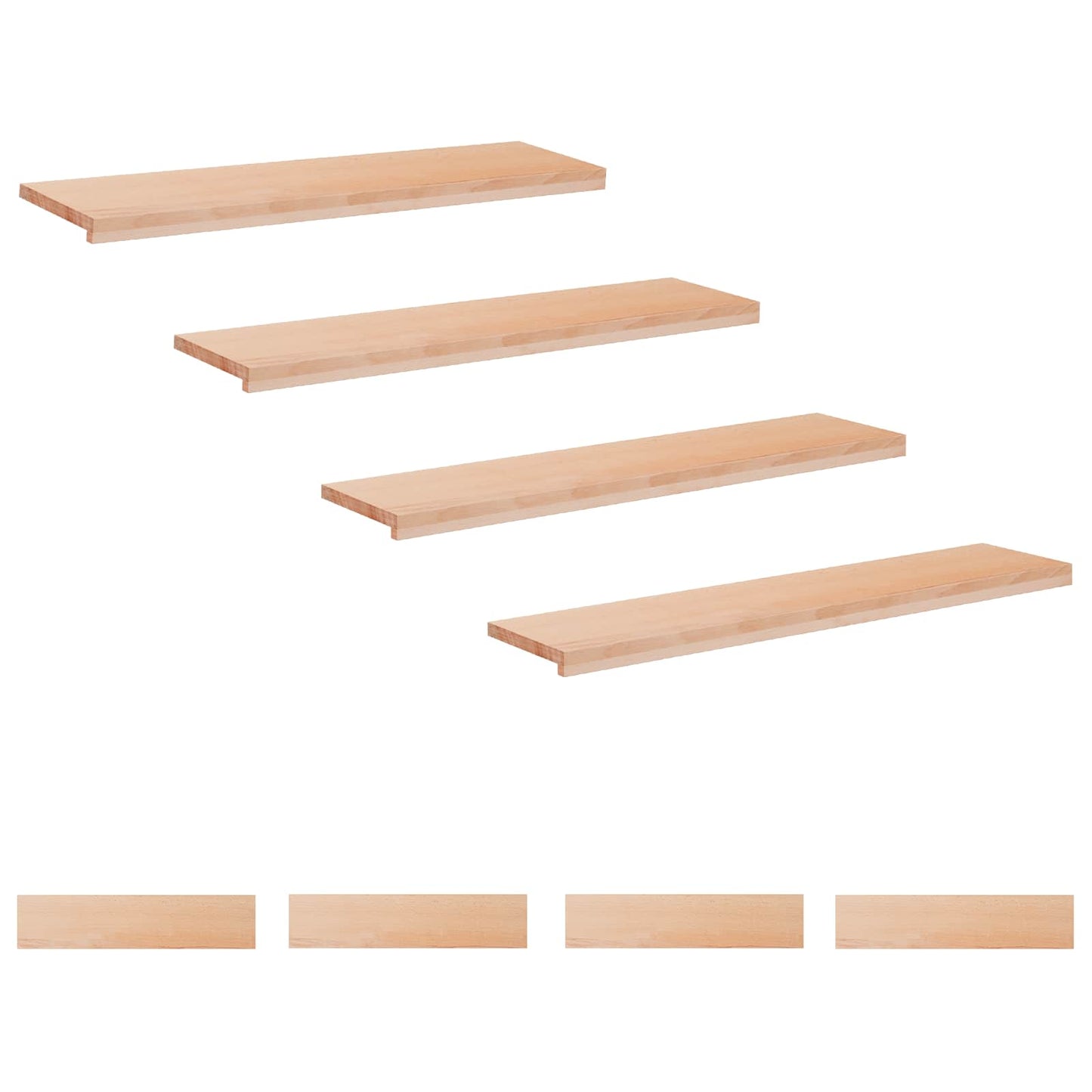 Stair Treads 8 pcs 120 x 25 x 2 cm Natural Solid Beech Wood