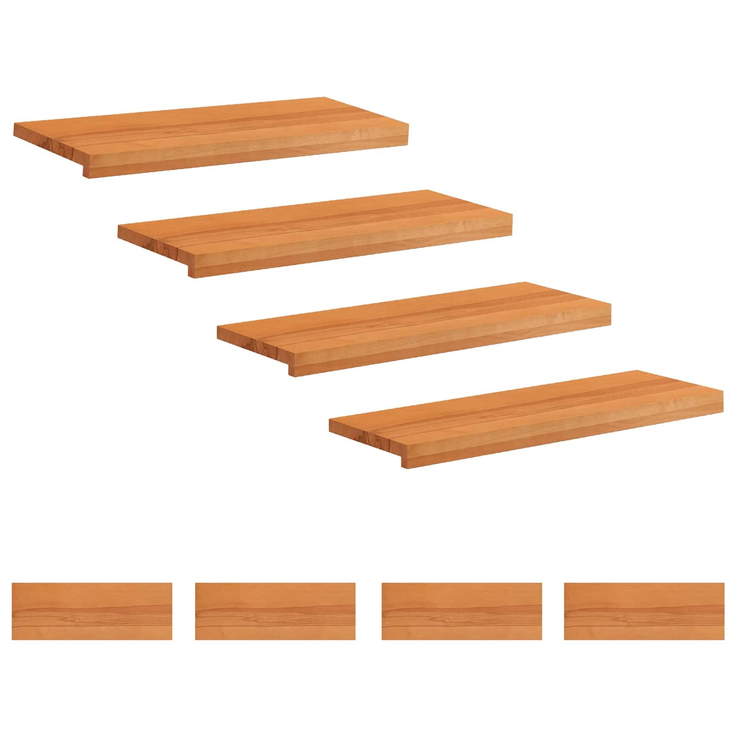 Stair Treads 8 pcs 80 x 25 x 2 cm Light Brown Solid Beech Wood