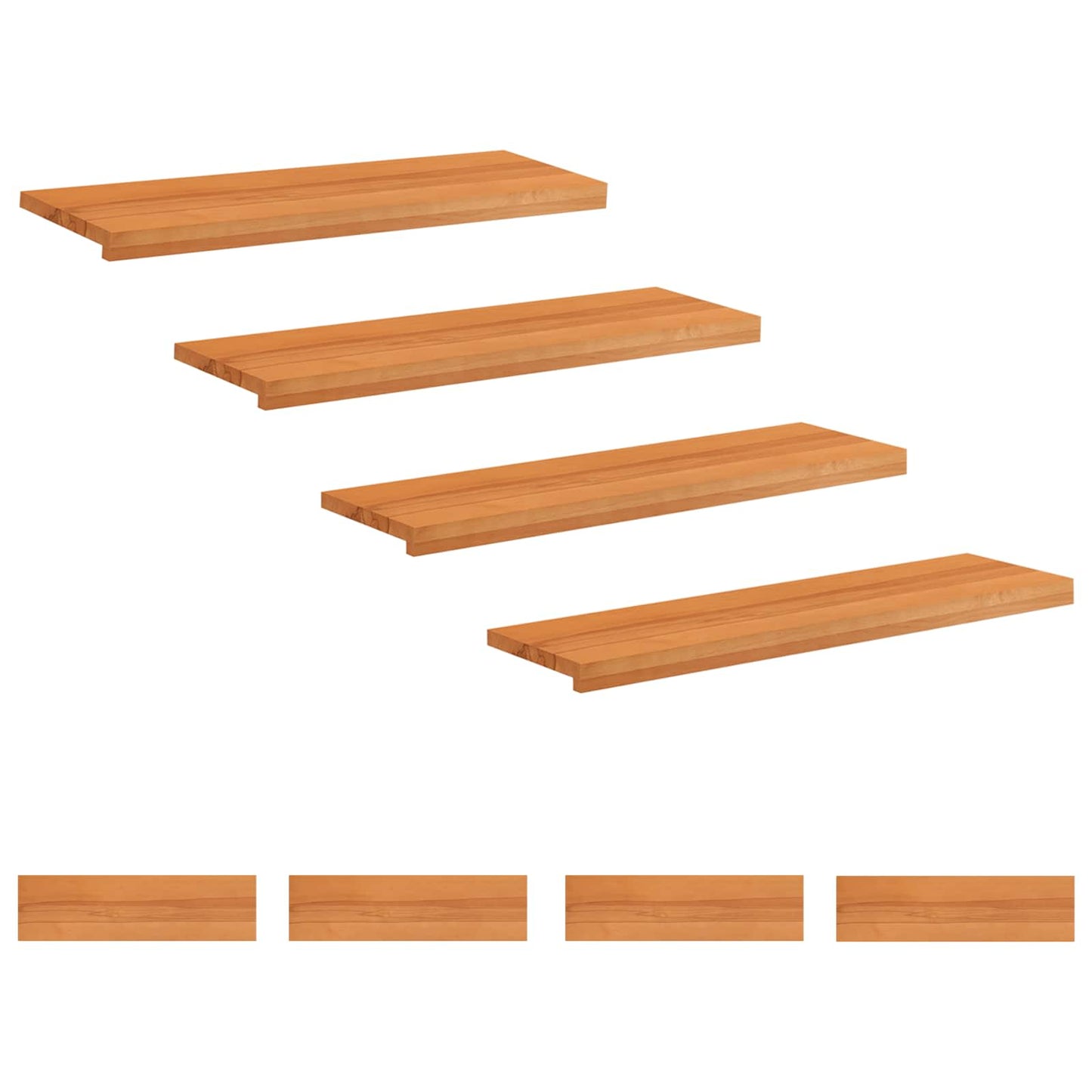 Stair Treads 8 pcs 90 x 25 x 2 cm Light Brown Solid Beech Wood