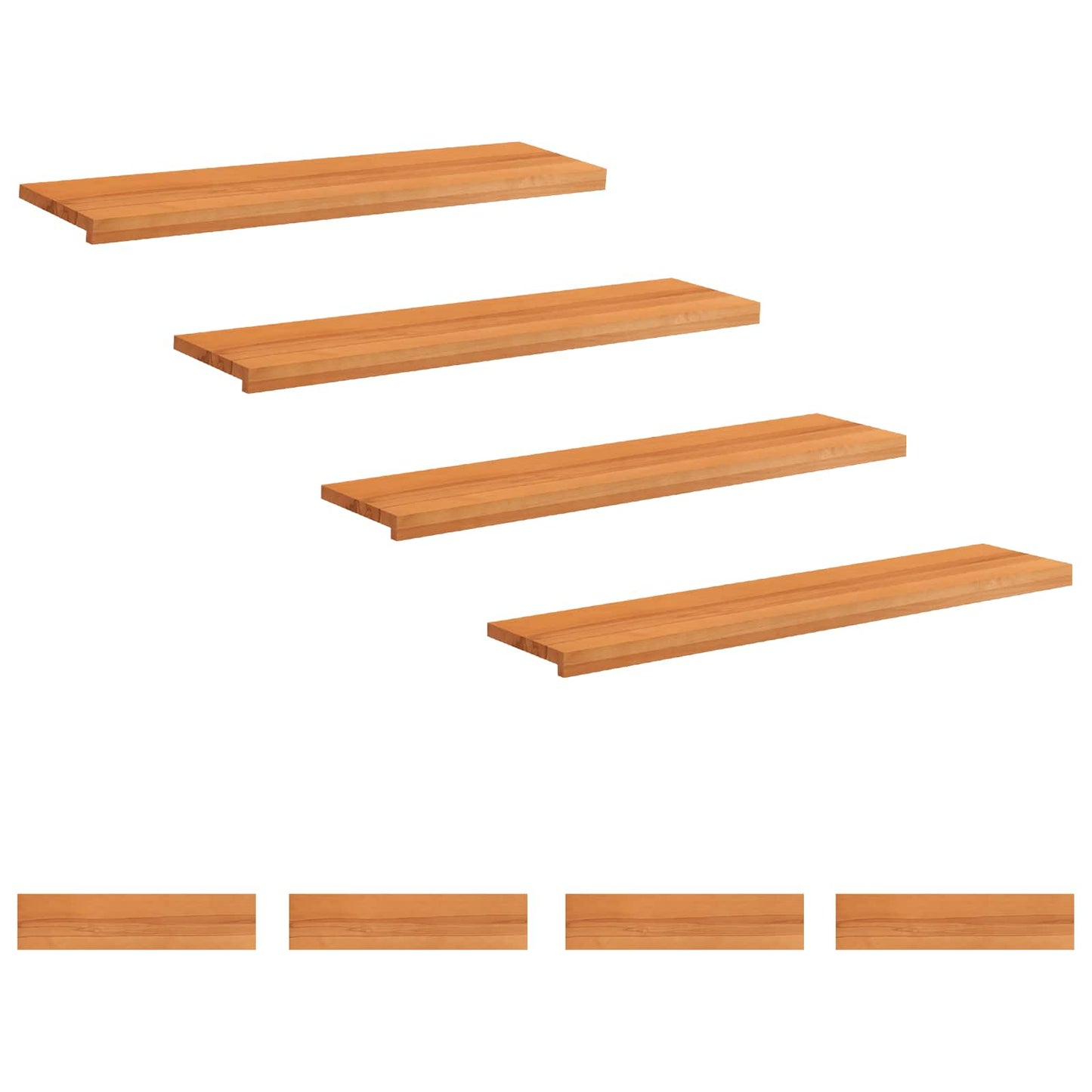 Stair Treads 8 pcs 120 x 30 x 2 cm Light Brown Solid Beech Wood