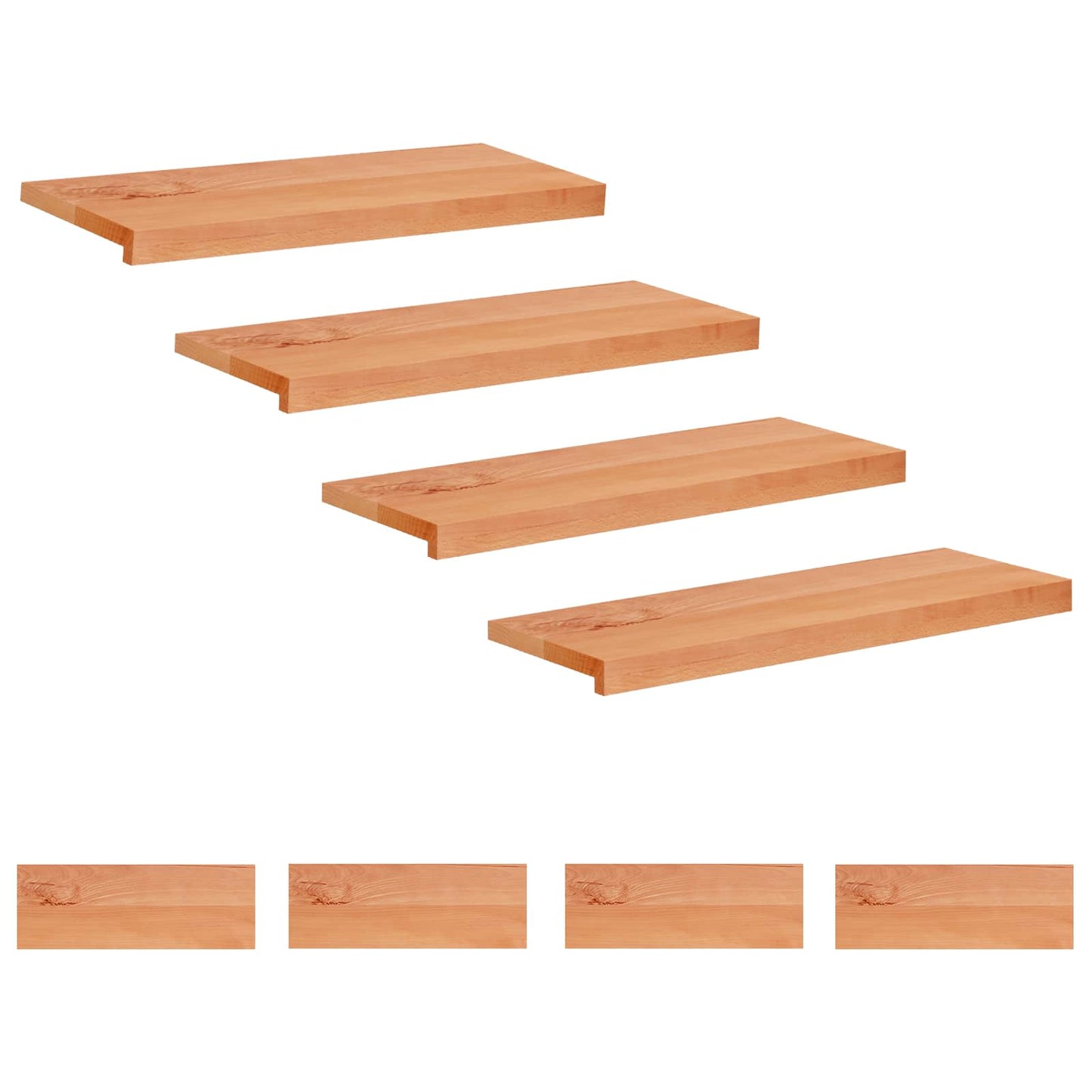 Stair Treads 8 pcs 80 x 30 x 2 cm Varnish Solid Beech Wood