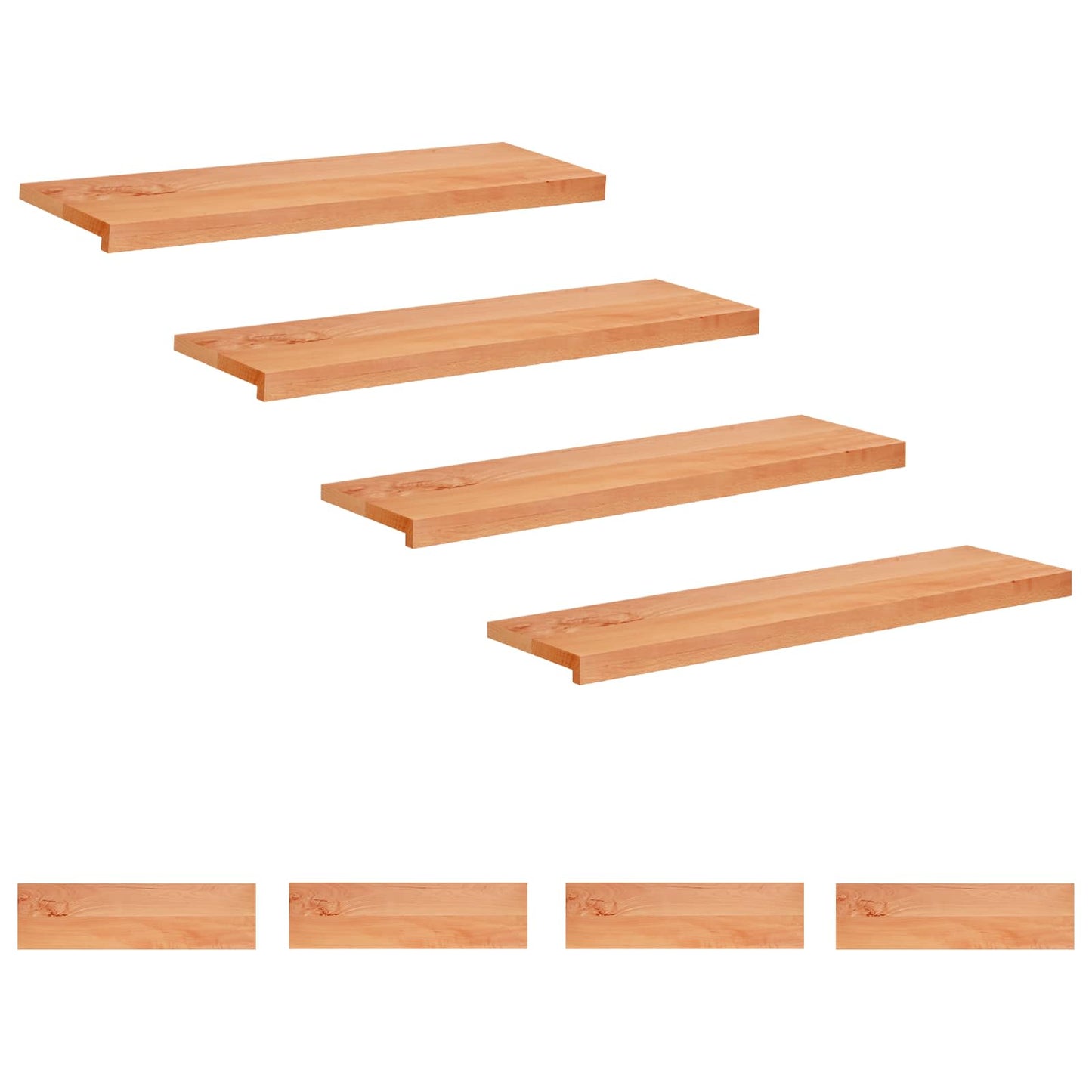 Stair Treads 8 pcs 100 x 30 x 2 cm Varnish Solid Beech Wood