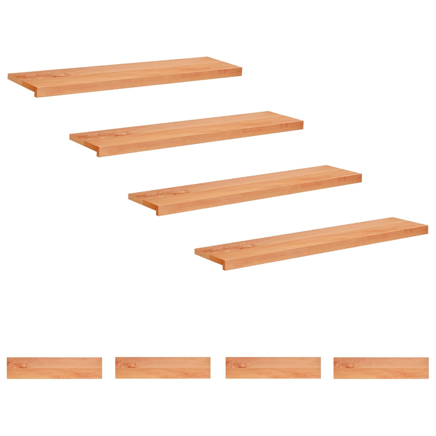Stair Treads 8 pcs 120 x 30 x 2 cm Varnish Solid Beech Wood