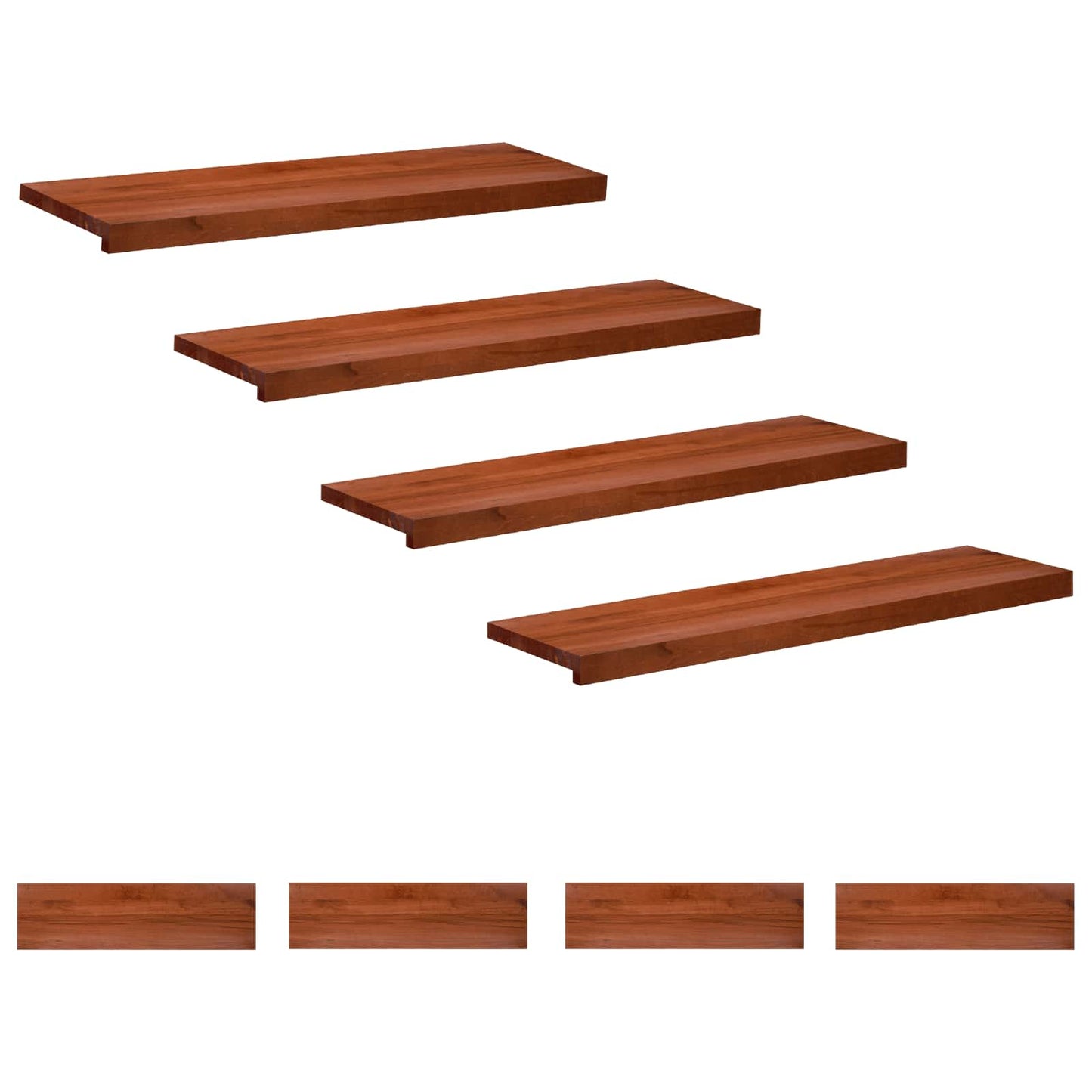 Stair Treads 8 pcs 90 x 25 x 2 cm Brown Solid Beech Wood