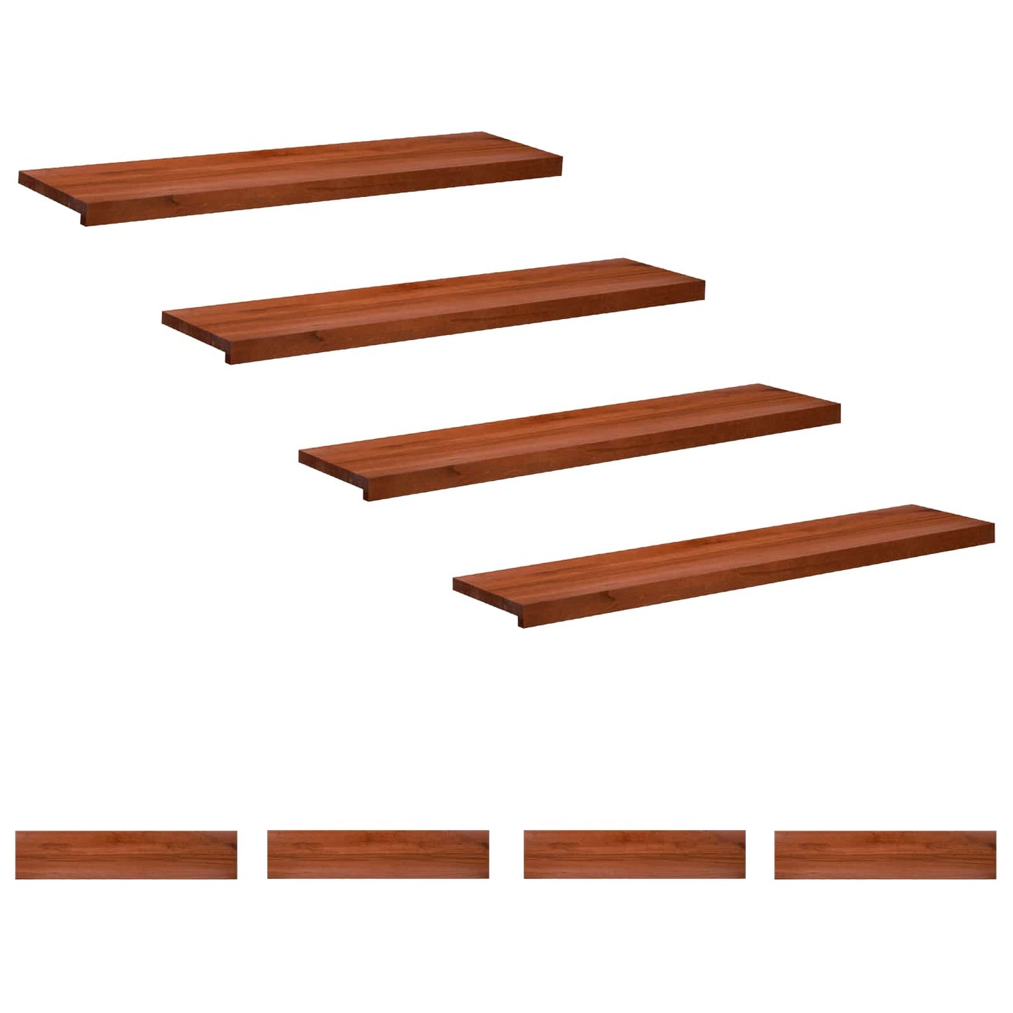 Stair Treads 8 pcs 120 x 25 x 2 cm Brown Solid Beech Wood