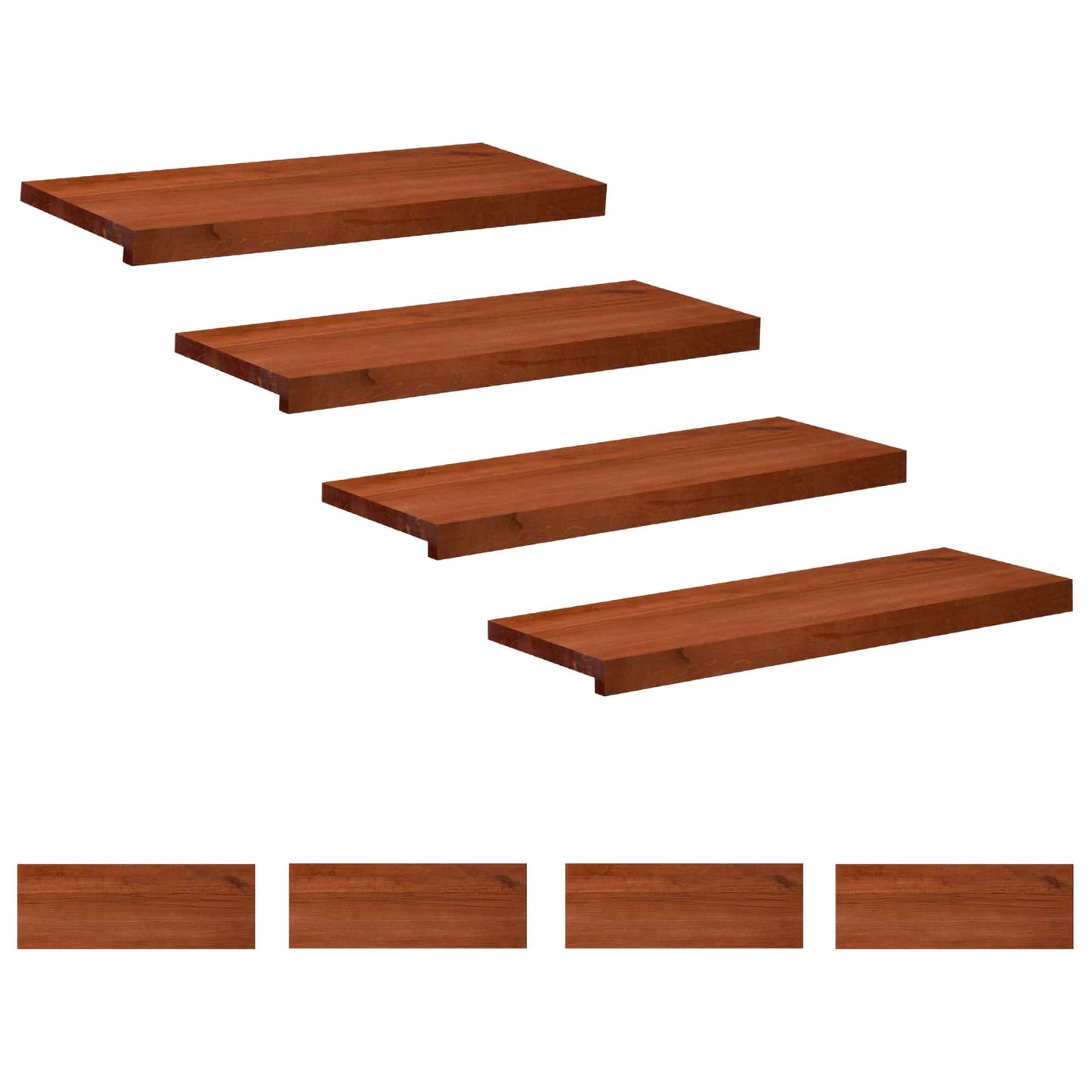 Stair Treads 8 pcs 70 x 30 x 2 cm Brown Solid Beech Wood