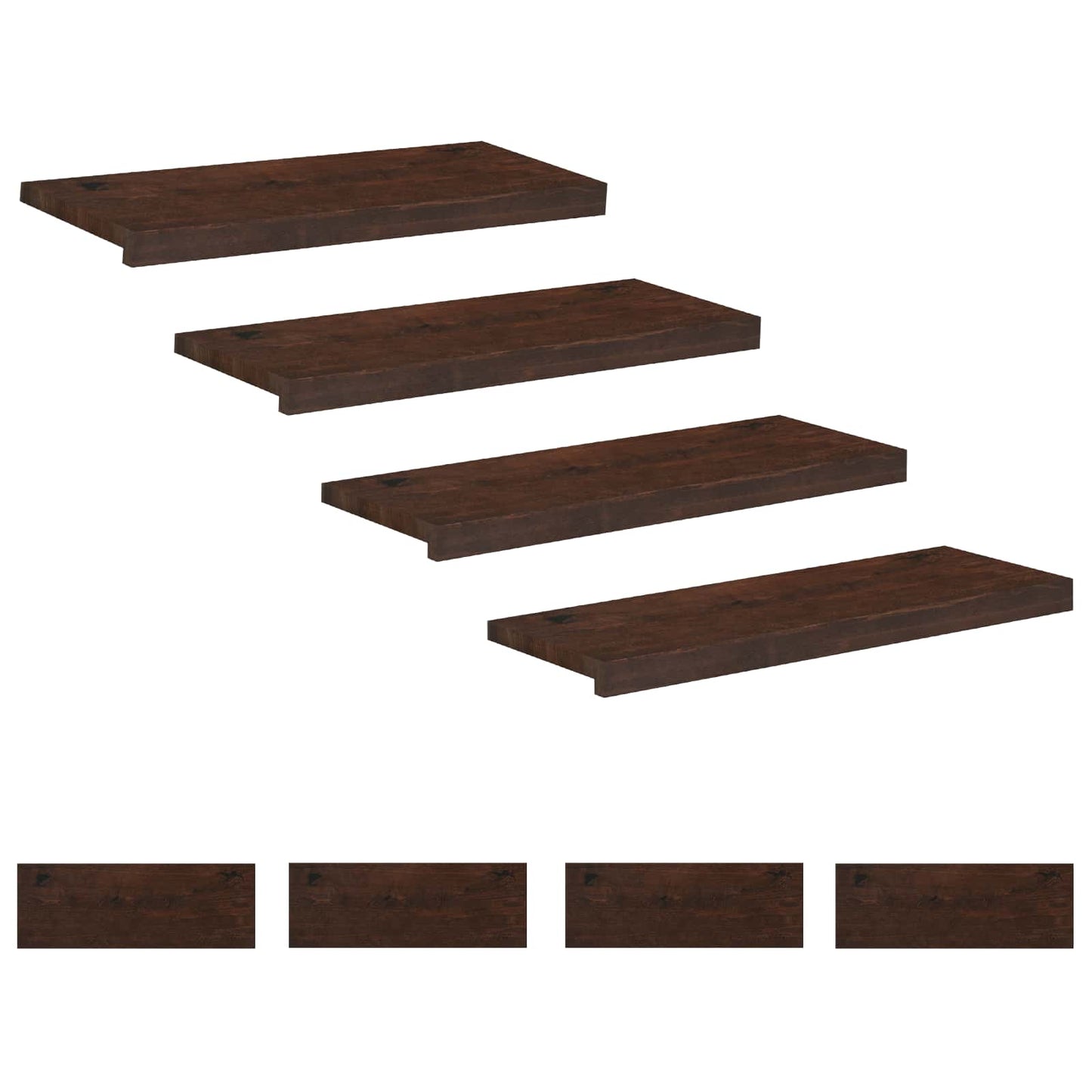 Stair Treads 8 pcs 80 x 25 x 2 cm Dark Brown Solid Beech Wood