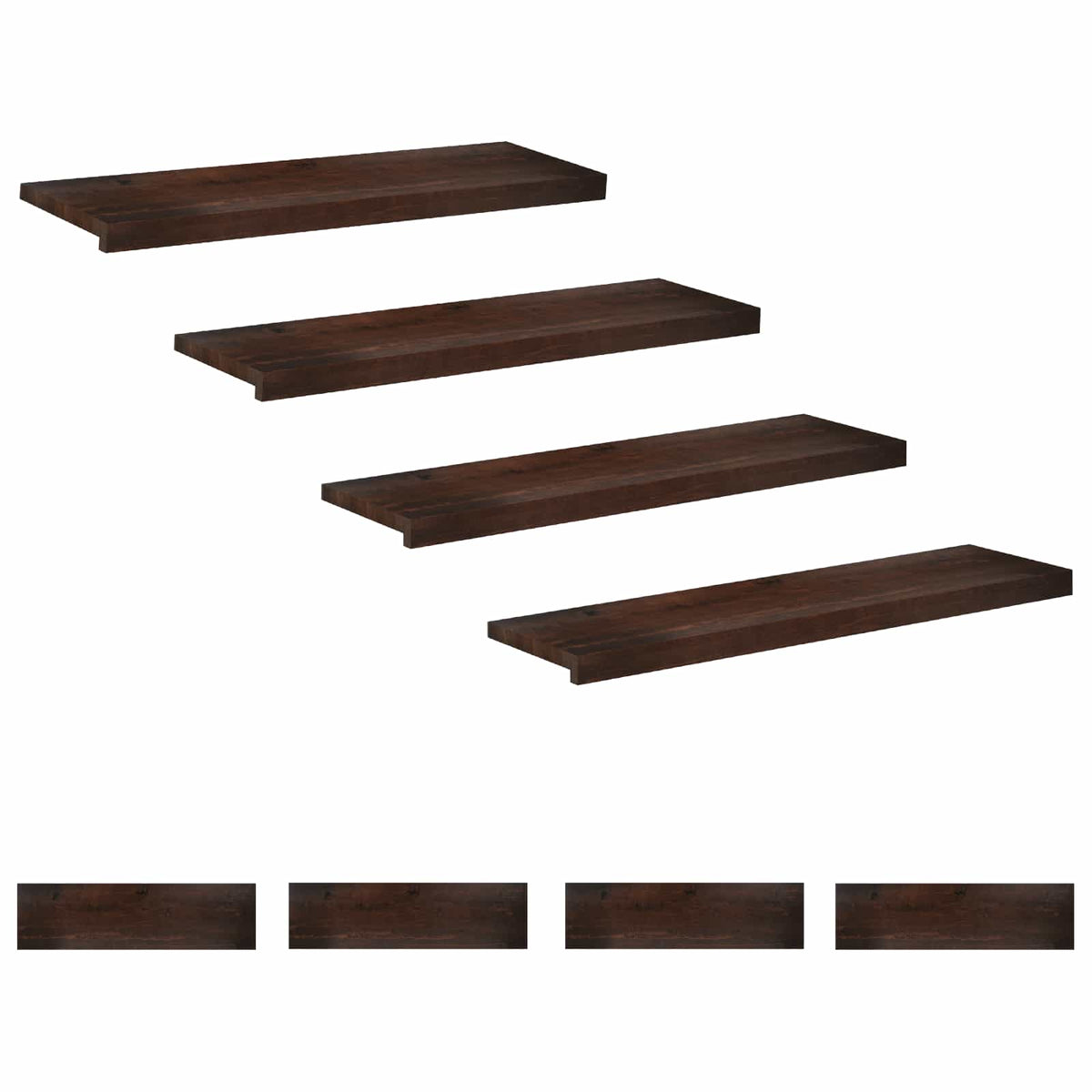 Stair Treads 8 pcs 90 x 25 x 2 cm Dark Brown Solid Beech Wood