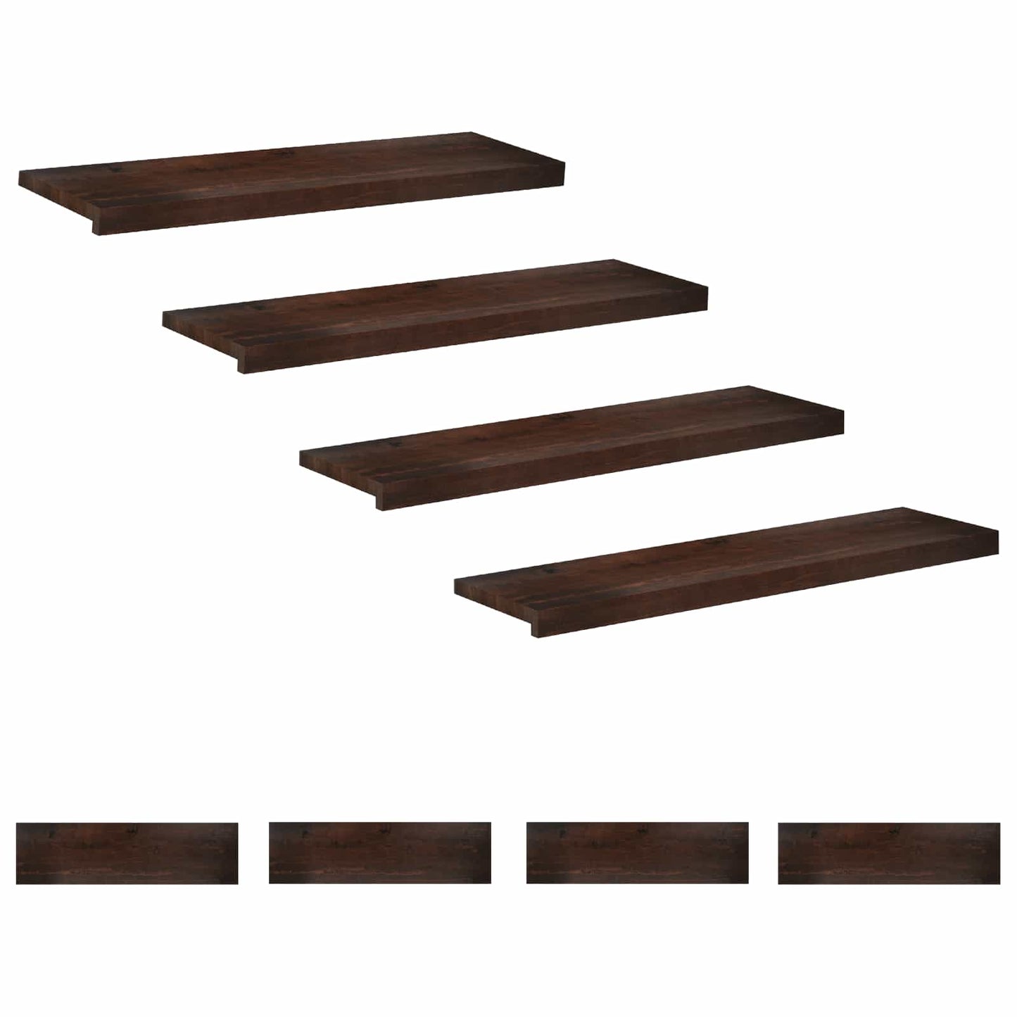 Stair Treads 8 pcs 100 x 30 x 2 cm Dark Brown Solid Beech Wood