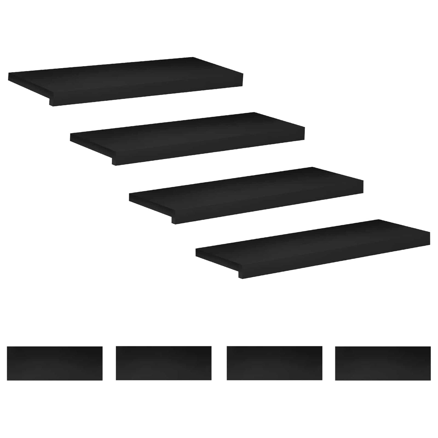 Stair Treads 8 pcs 80 x 30 x 2 cm Black Solid Beech Wood