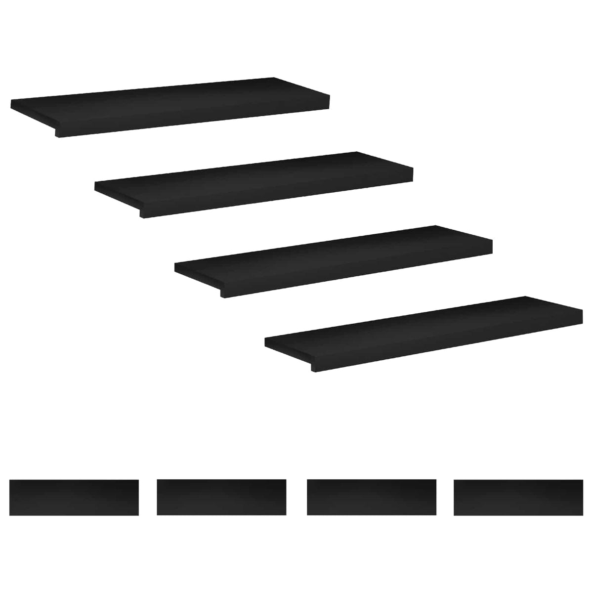 Stair Treads 8 pcs 90 x 30 x 2 cm Black Solid Beech Wood