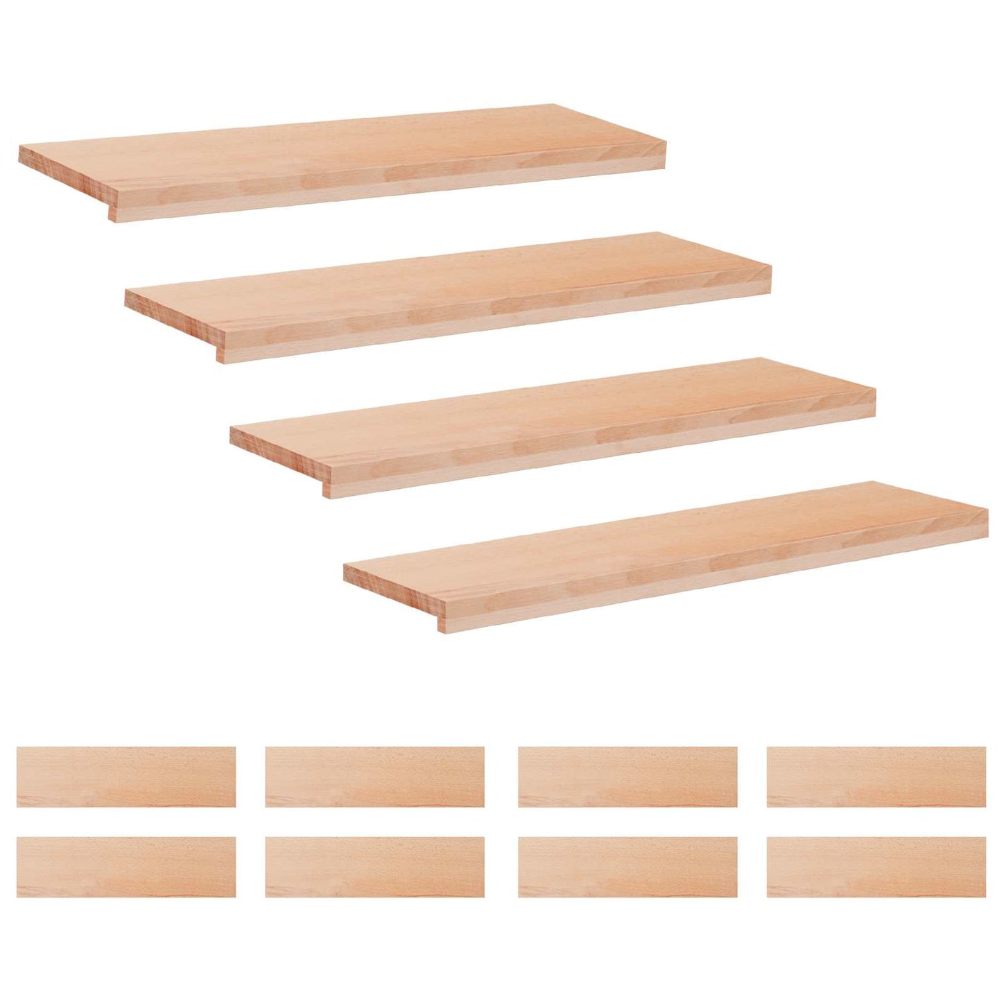 Stair Treads 12 pcs 90 x 25 x 2 cm Natural Solid Beech Wood