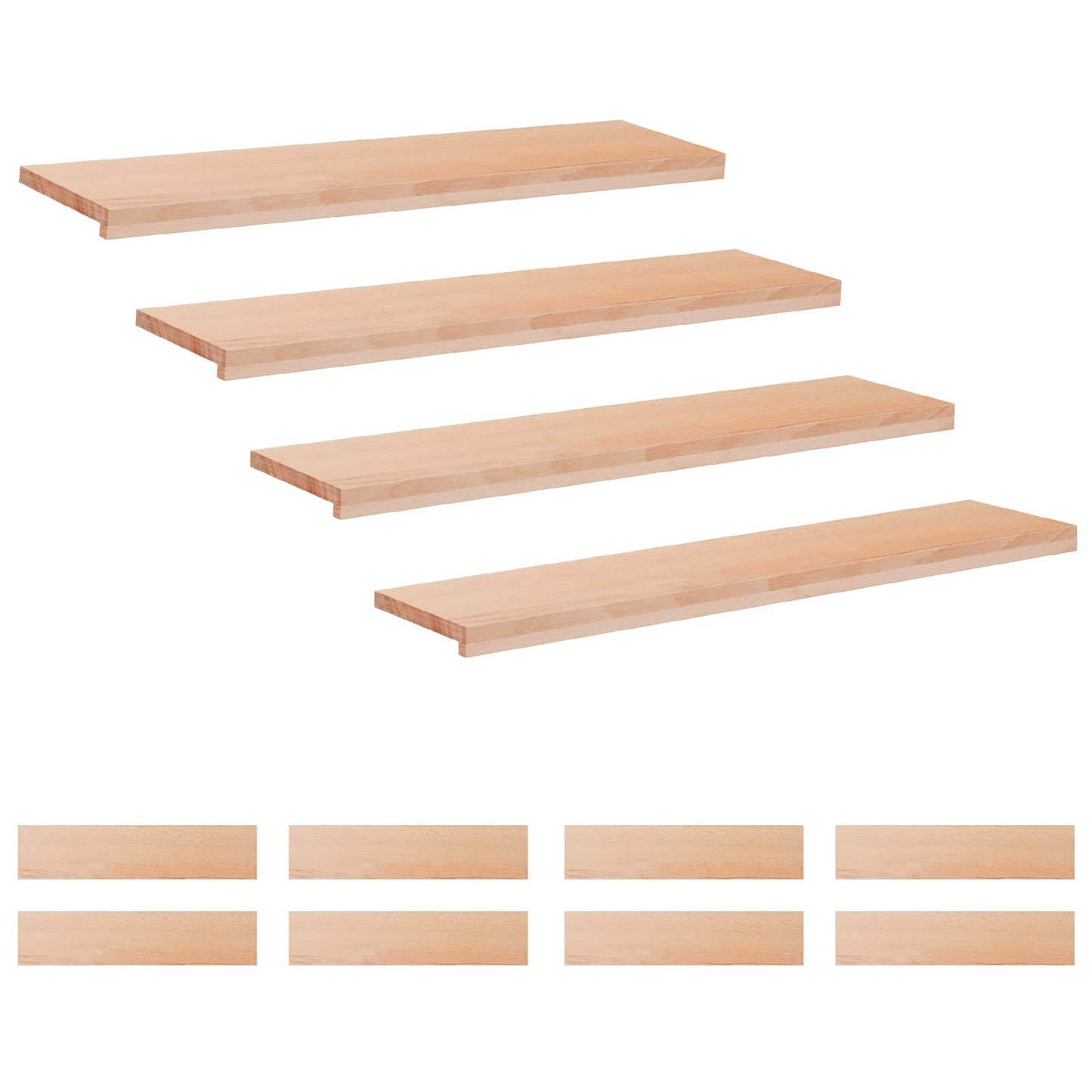 Stair Treads 12 pcs 120 x 25 x 2 cm Natural Solid Beech Wood