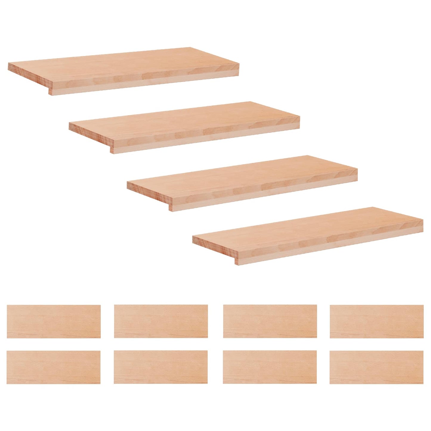 Stair Treads 12 pcs 80 x 30 x 2 cm Natural Solid Beech Wood