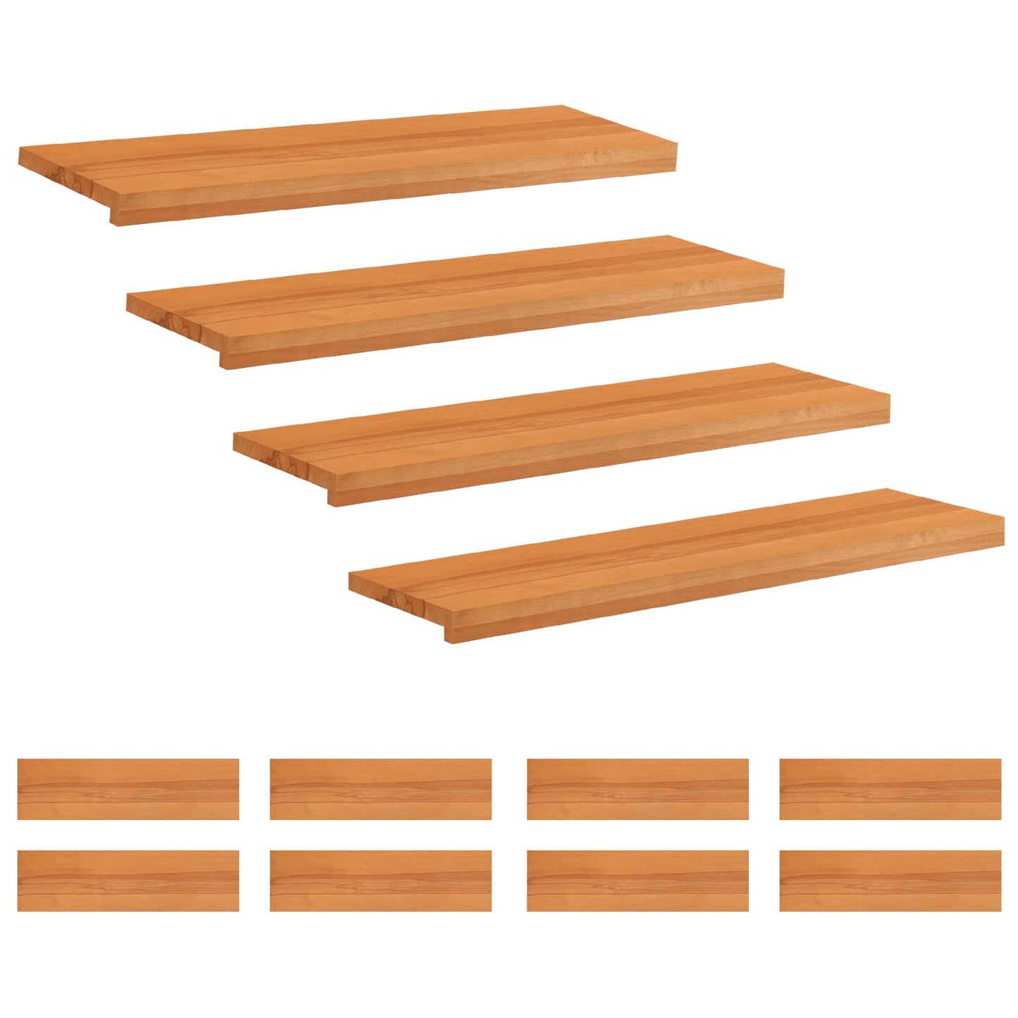 Stair Treads 12 pcs 90 x 25 x 2 cm Light Brown Solid Beech Wood