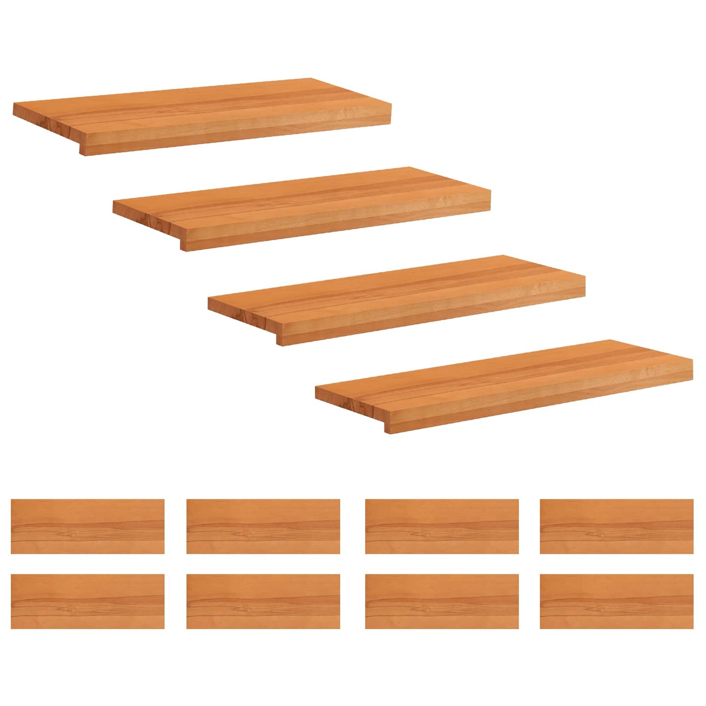 Stair Treads 12 pcs 70 x 30 x 2 cm Light Brown Solid Beech Wood