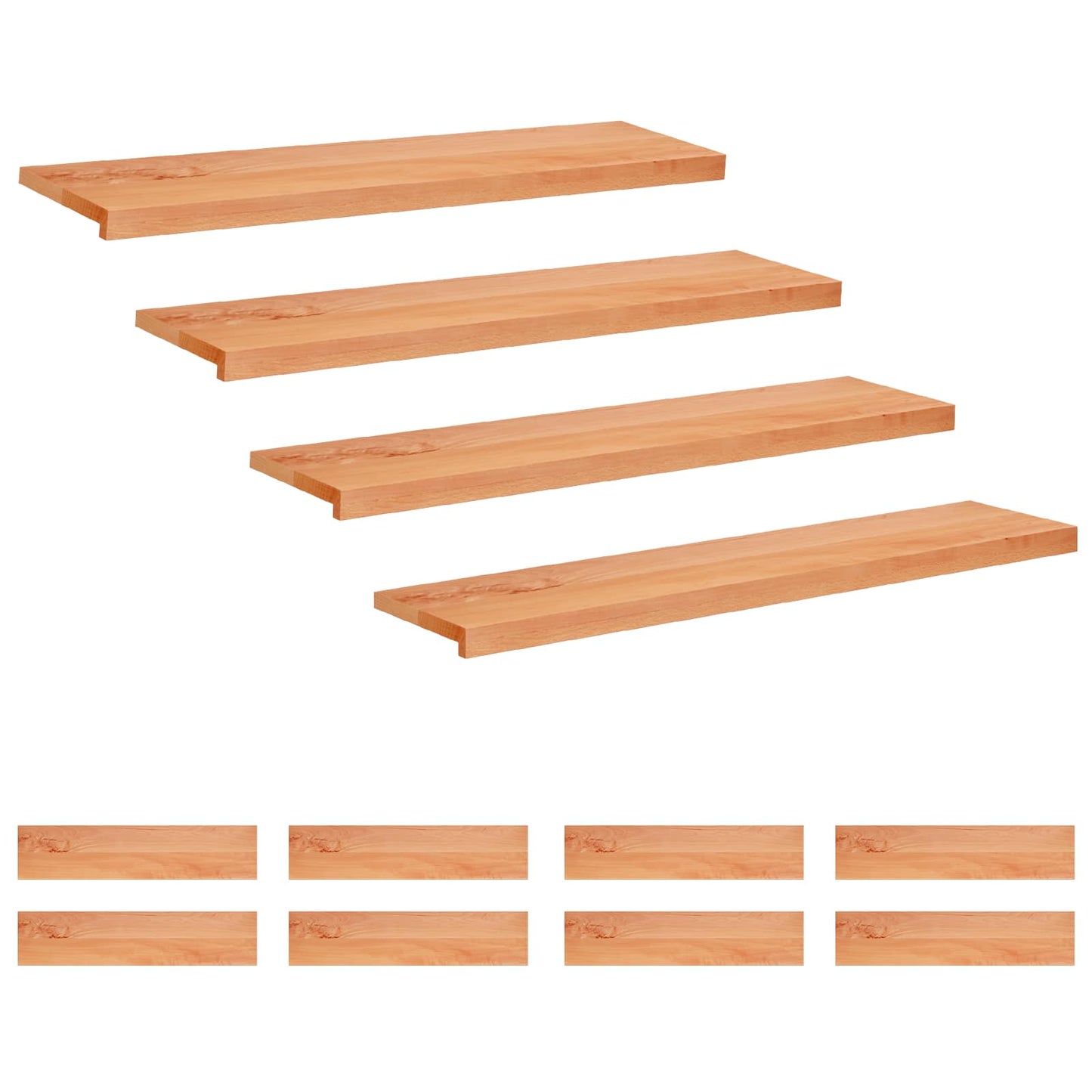 Stair Treads 12 pcs 120 x 25 x 2 cm Varnish Solid Beech Wood
