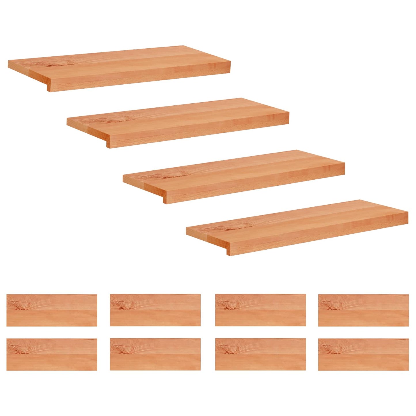 Stair Treads 12 pcs 80 x 30 x 2 cm Varnish Solid Beech Wood