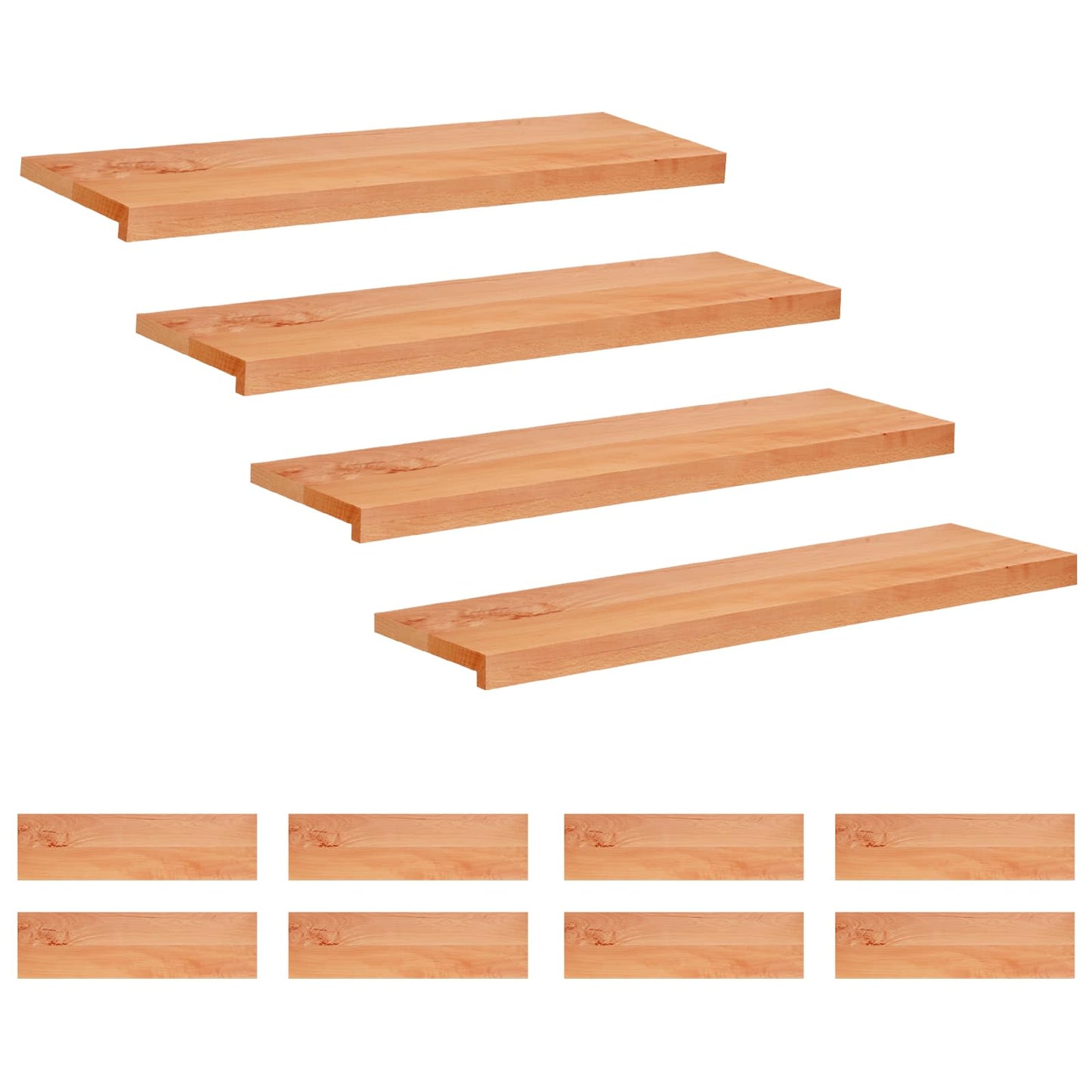 Stair Treads 12 pcs 100 x 30 x 2 cm Varnish Solid Beech Wood