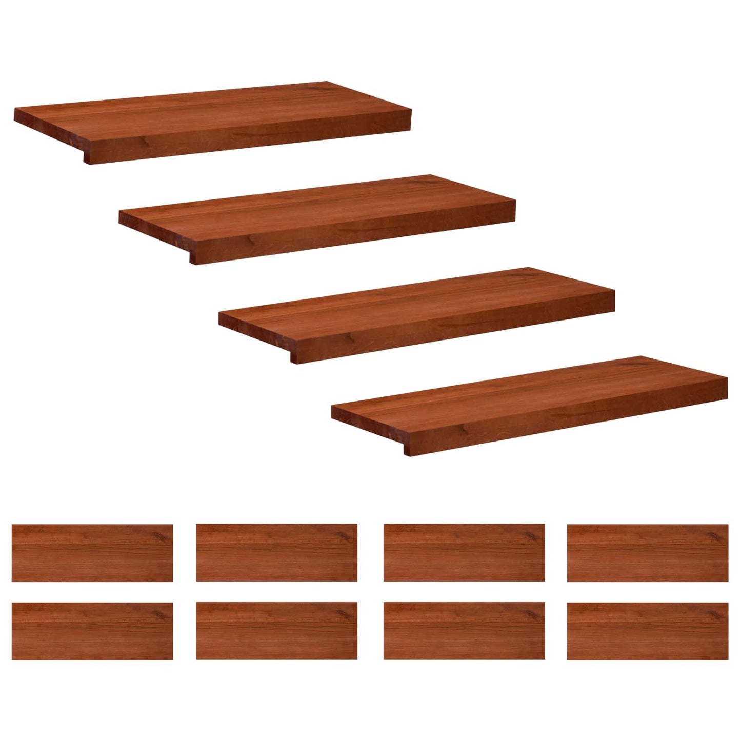 Stair Treads 12 pcs 80 x 25 x 2 cm Brown Solid Beech Wood
