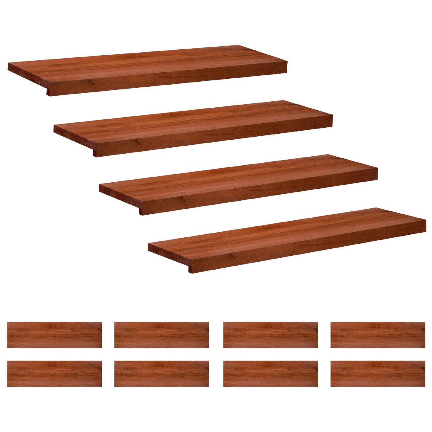 Stair Treads 12 pcs 90 x 25 x 2 cm Brown Solid Beech Wood
