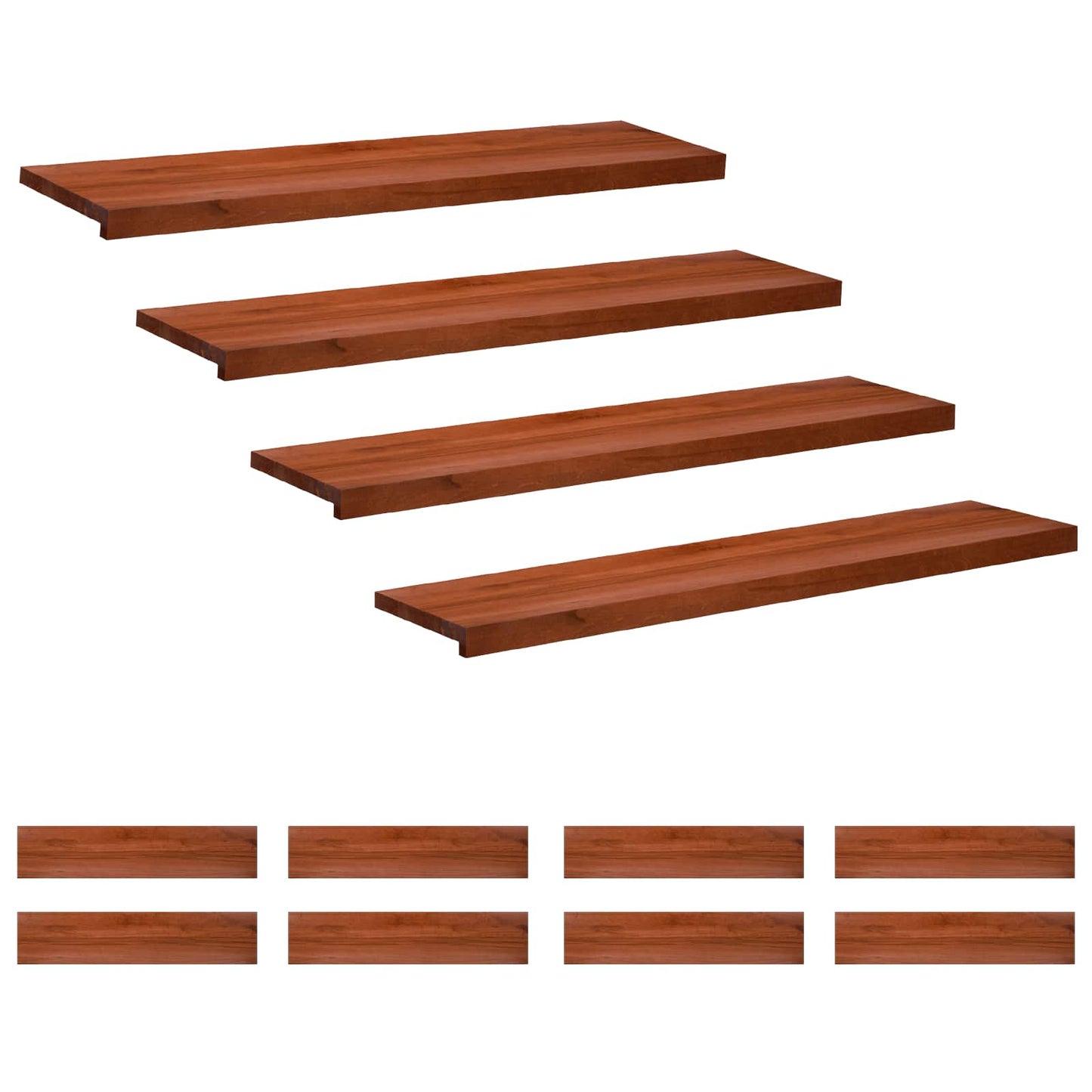 Stair Treads 12 pcs 110 x 30 x 2 cm Brown Solid Beech Wood