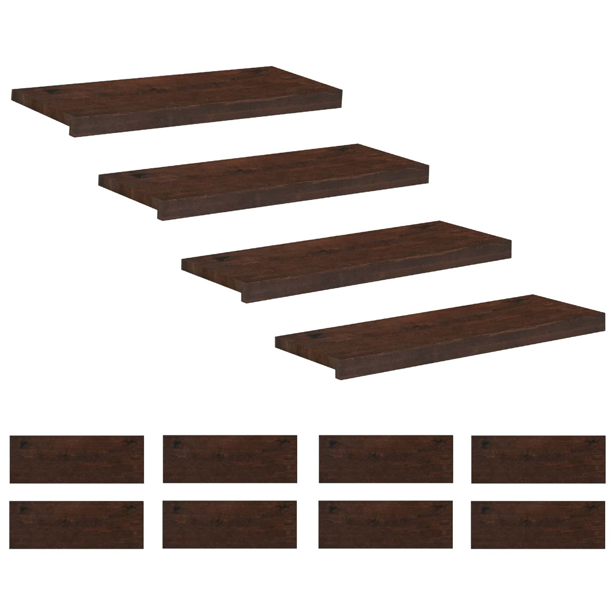 Stair Treads 12 pcs 70 x 30 x 2 cm Dark Brown Solid Beech Wood