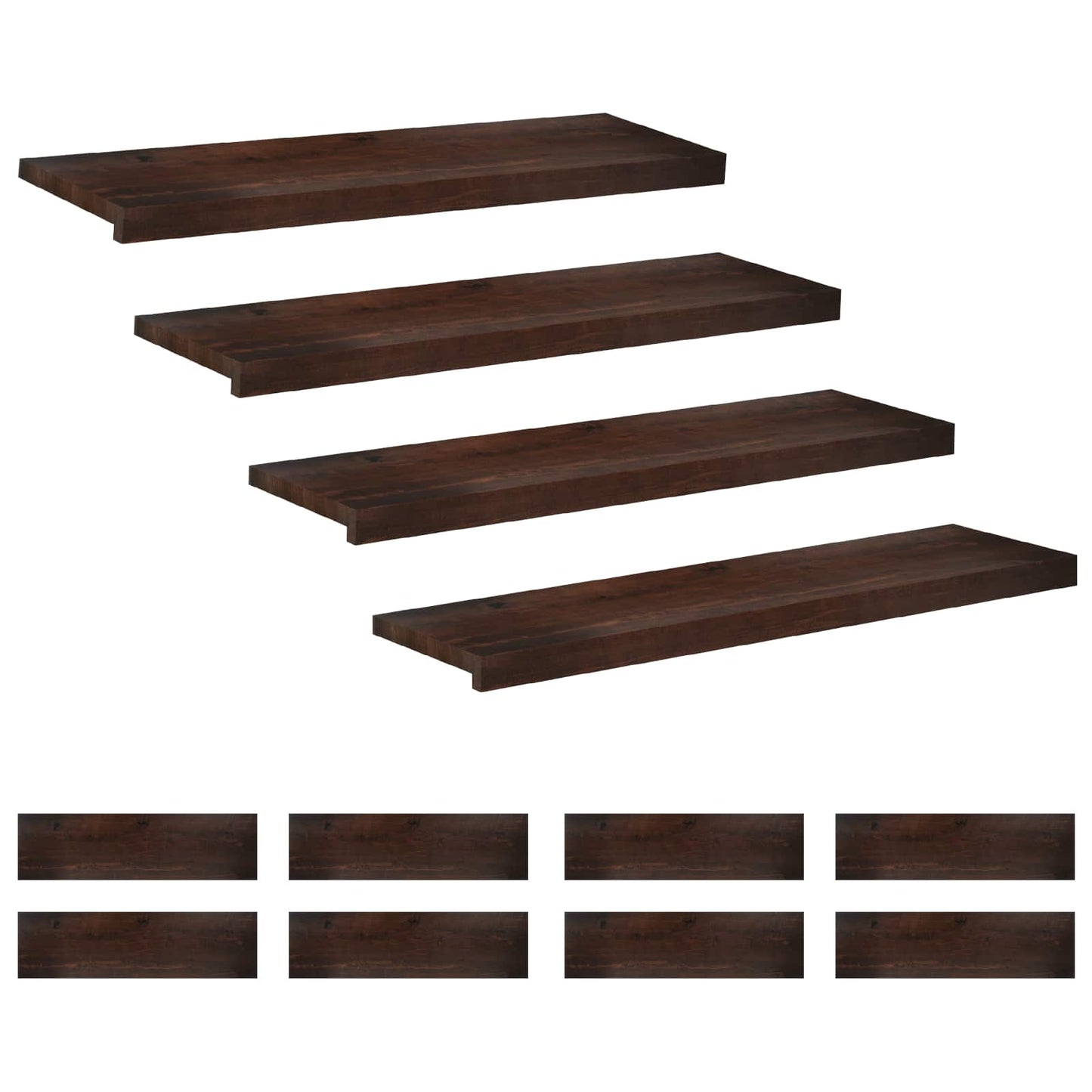 Stair Treads 12 pcs 100 x 30 x 2 cm Dark Brown Solid Beech Wood
