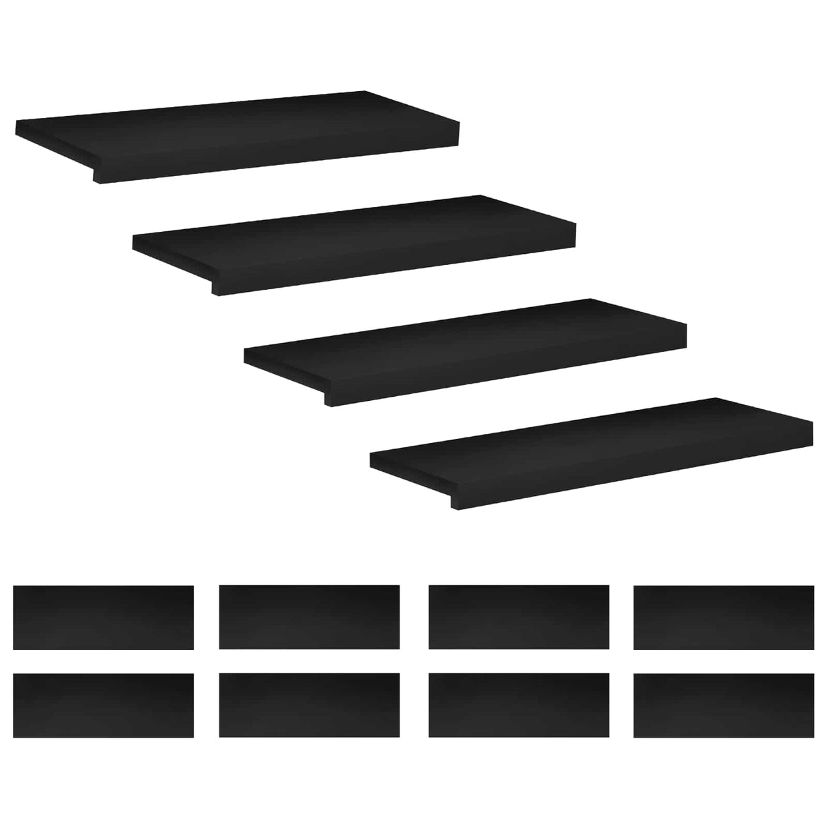 Stair Treads 12 pcs 70 x 25 x 2 cm Black Solid Beech Wood