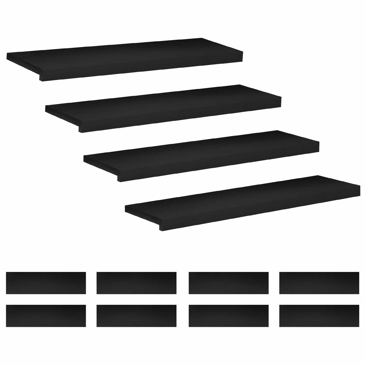 Stair Treads 12 pcs 100 x 25 x 2 cm Black Solid Beech Wood