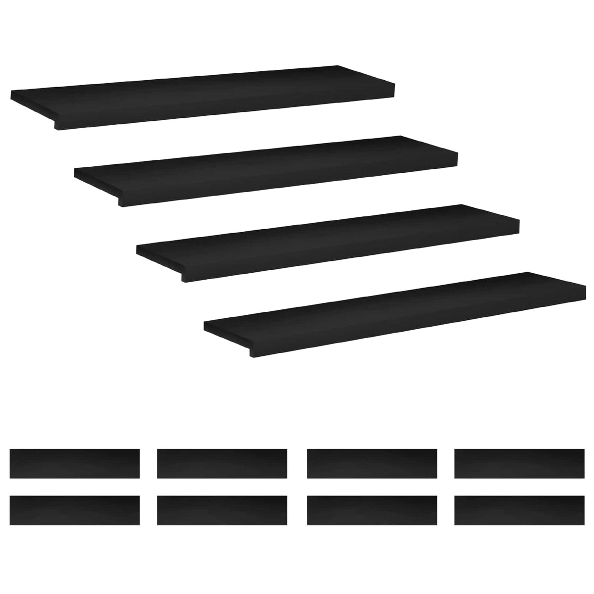 Stair Treads 12 pcs 120 x 30 x 2 cm Black Solid Beech Wood