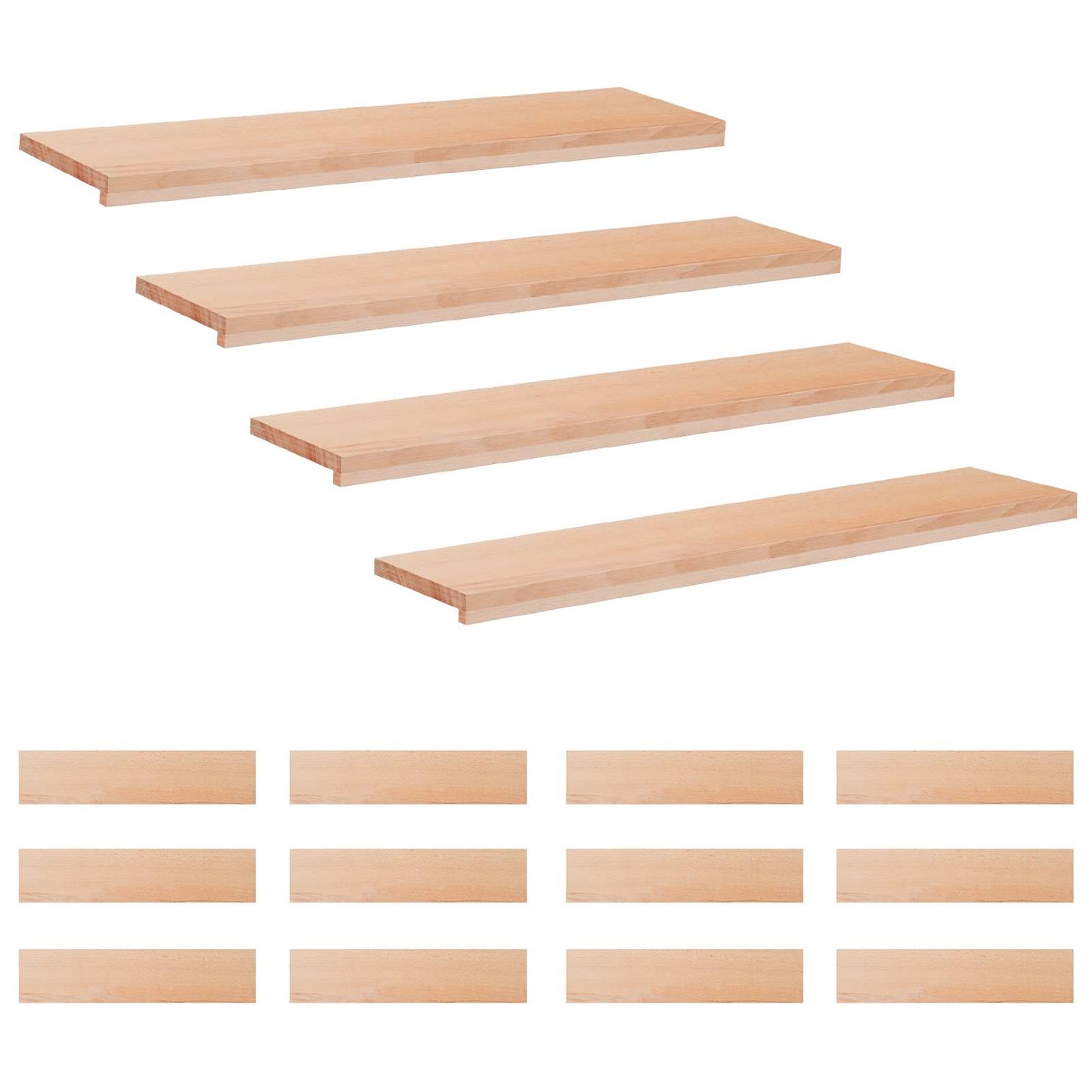 Stair Treads 16 pcs 120 x 30 x 2 cm Natural Solid Beech Wood
