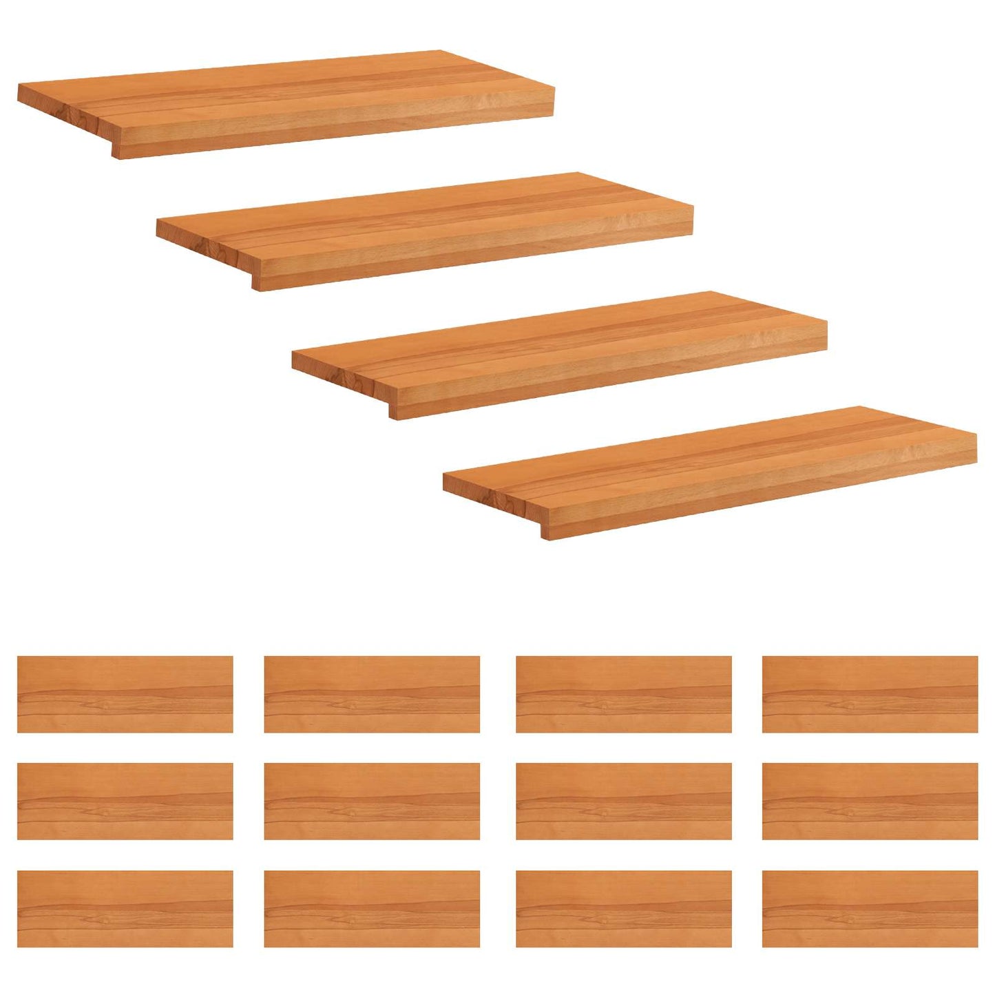 Stair Treads 16 pcs 80 x 30 x 2 cm Light Brown Solid Beech Wood