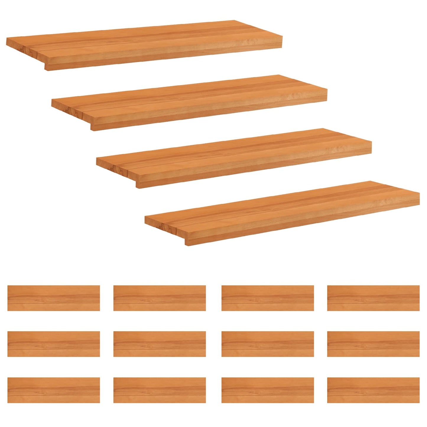 Stair Treads 16 pcs 100 x 30 x 2 cm Light Brown