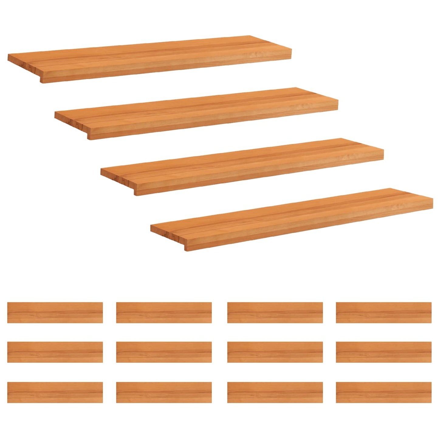 Stair Treads 16 pcs 110 x 30 x 2 cm Light Brown