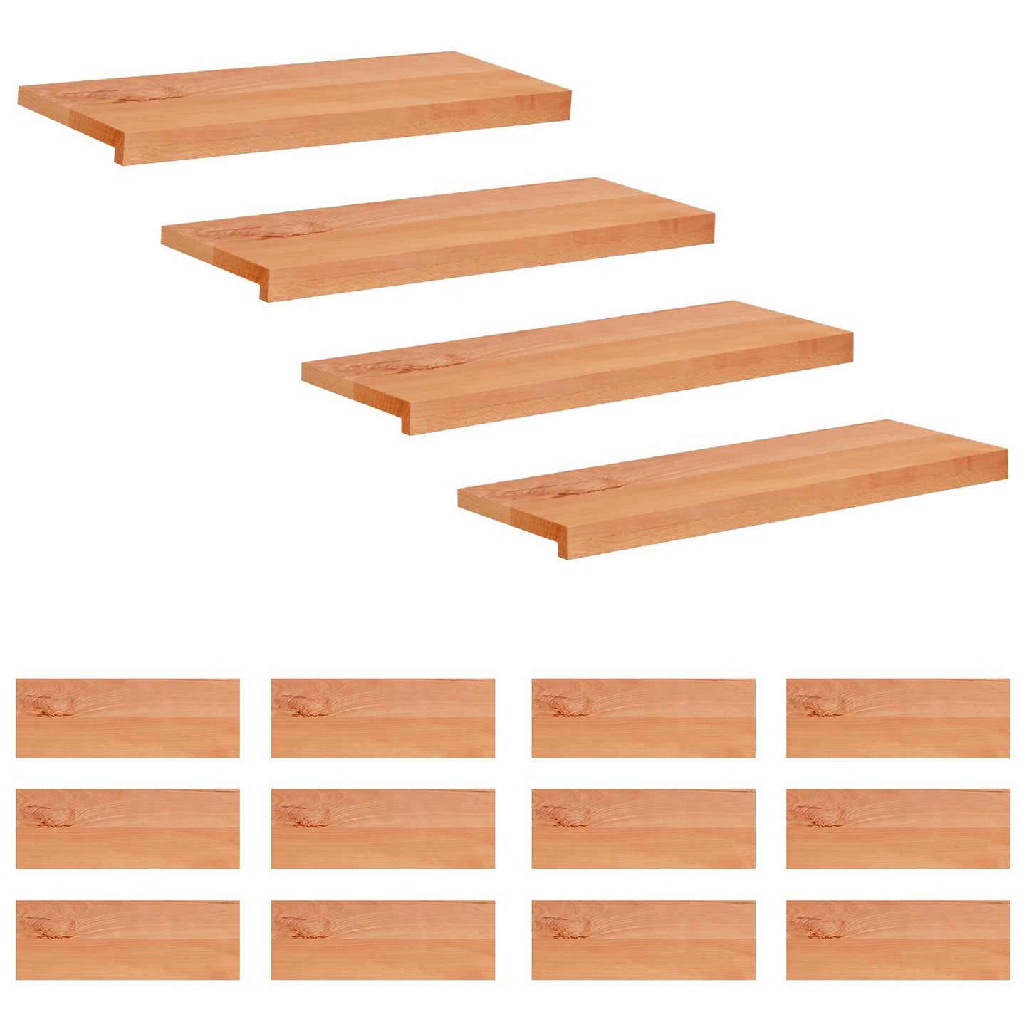 Stair Treads 16 pcs 80 x 25 x 2 cm Varnish Solid Beech Wood