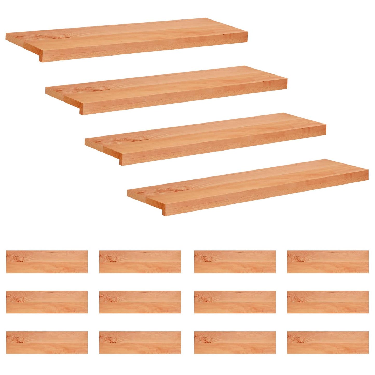 Stair Treads 16 pcs 90 x 30 x 2 cm Varnish Solid Beech Wood