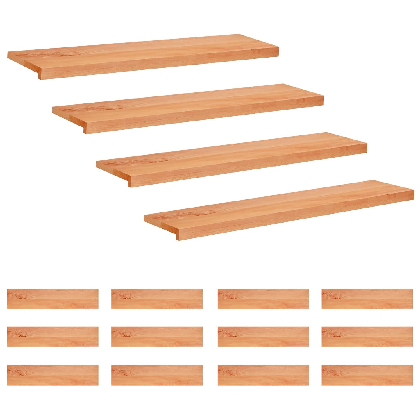 Stair Treads 16 pcs 110 x 30 x 2 cm Varnish Solid Beech Wood