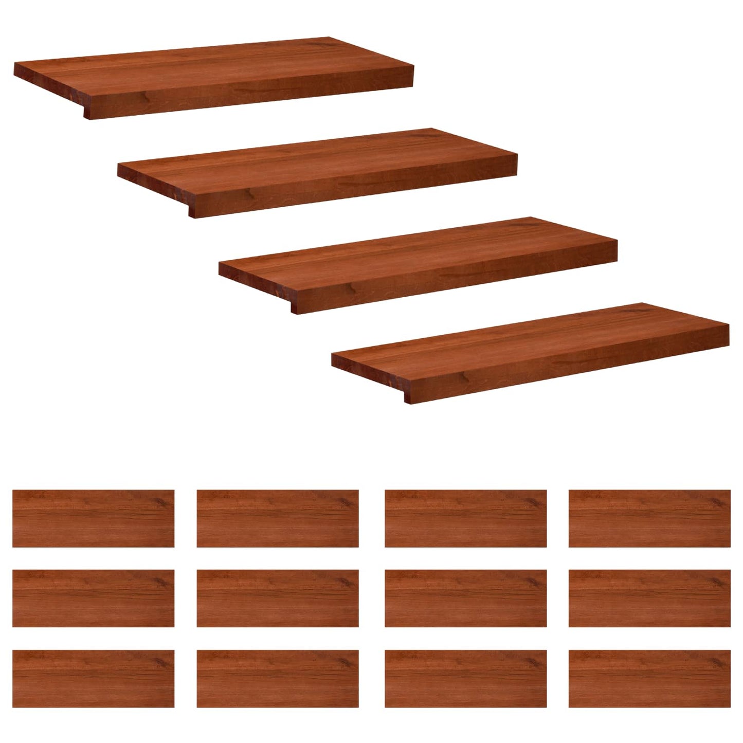 Stair Treads 16 pcs 70 x 25 x 2 cm Brown Solid Beech Wood