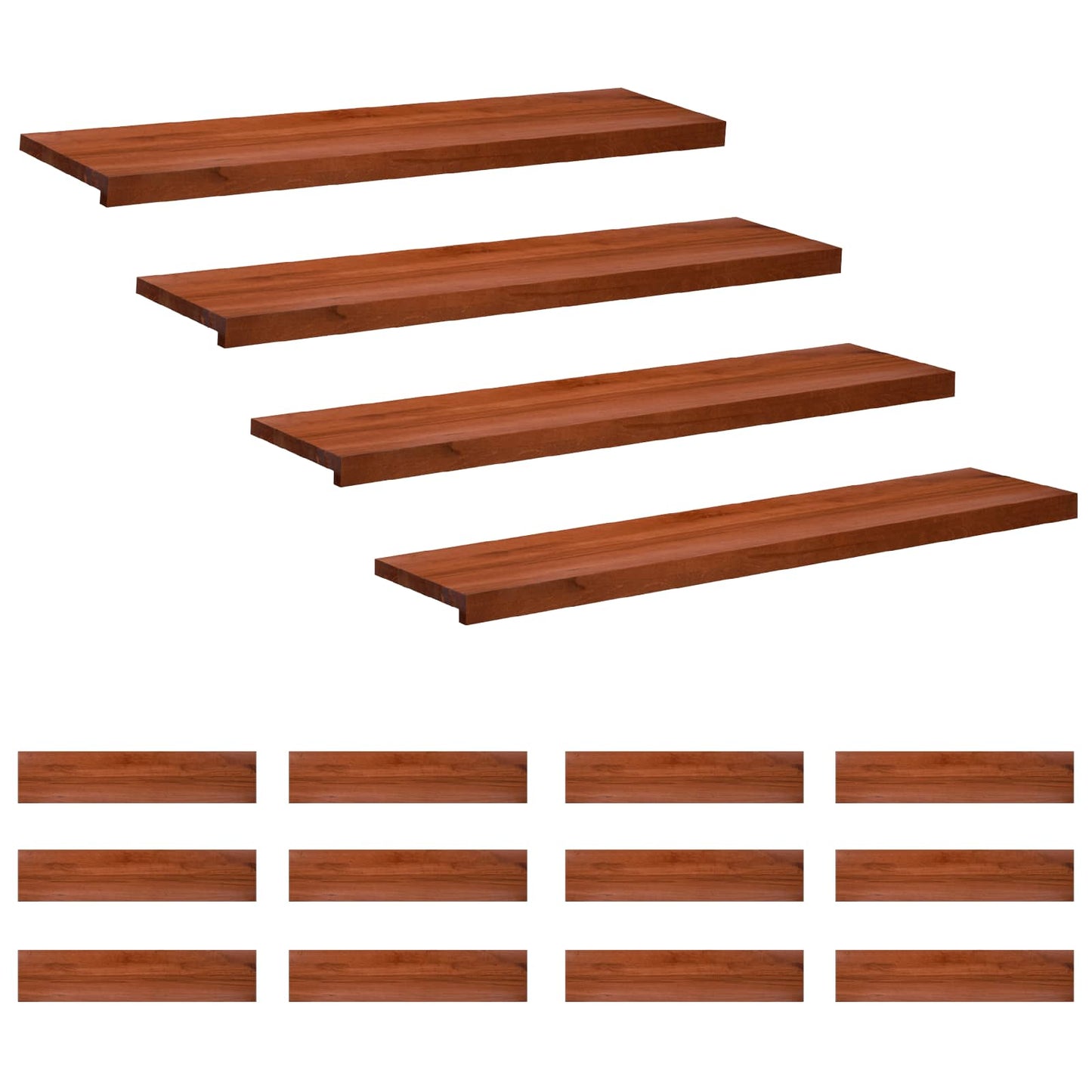 Stair Treads 16 pcs 110 x 25 x 2 cm Brown Solid Beech Wood