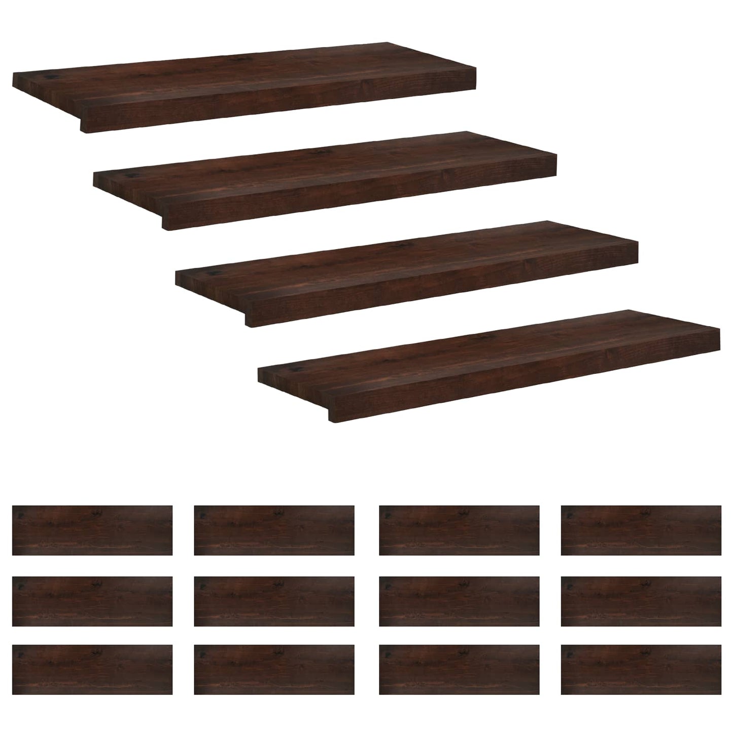 Stair Treads 16 pcs 80 x 25 x 2 cm Dark Brown Solid Beech Wood