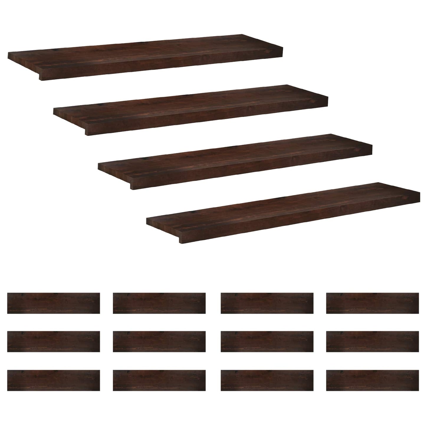 Stair Treads 16 pcs 120 x 25 x 2 cm Dark Brown Solid Beech Wood