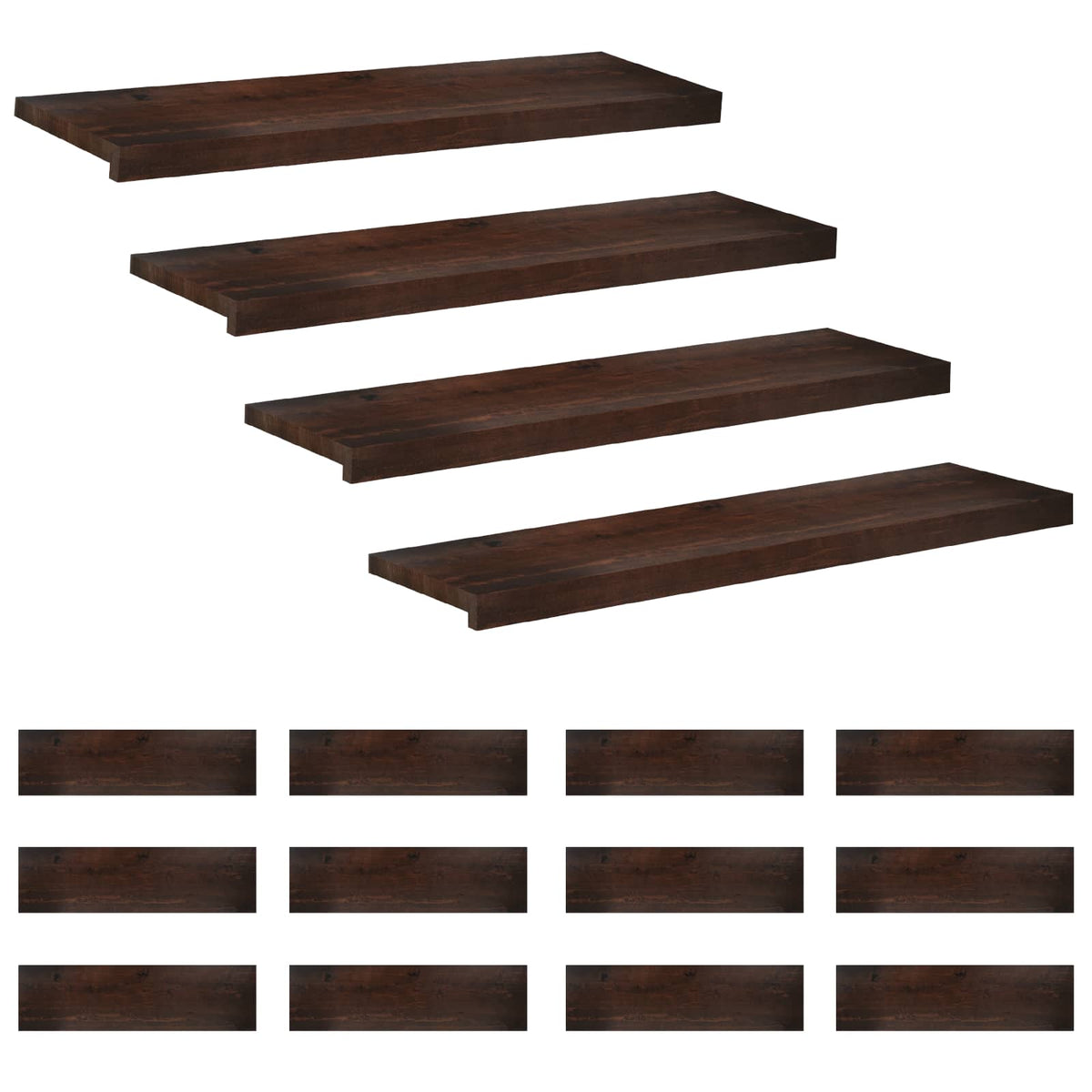 Stair Treads 16 pcs 90 x 30 x 2 cm Dark Brown Solid Beech Wood