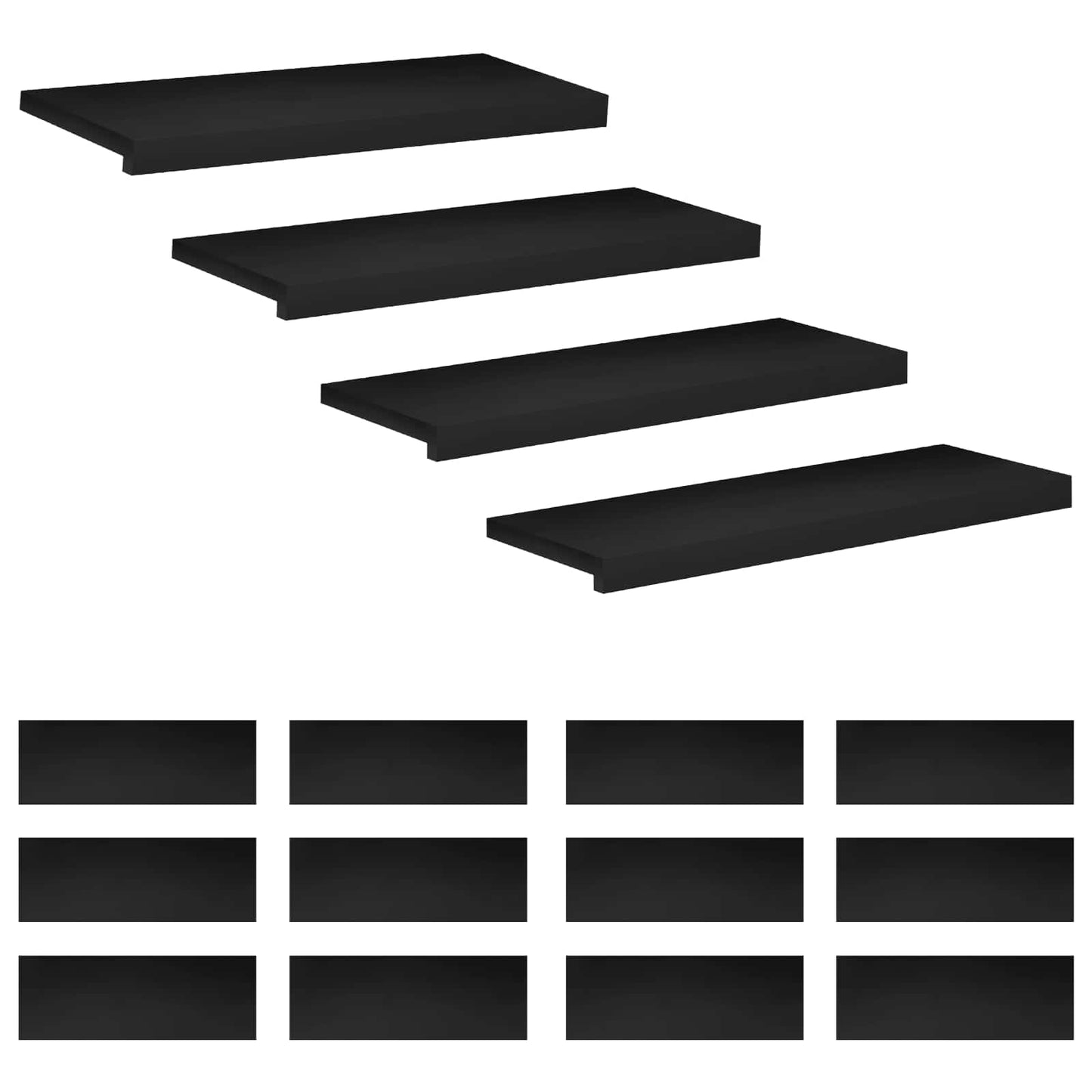 Stair Treads 16 pcs 80 x 25 x 2 cm Black Solid Beech Wood