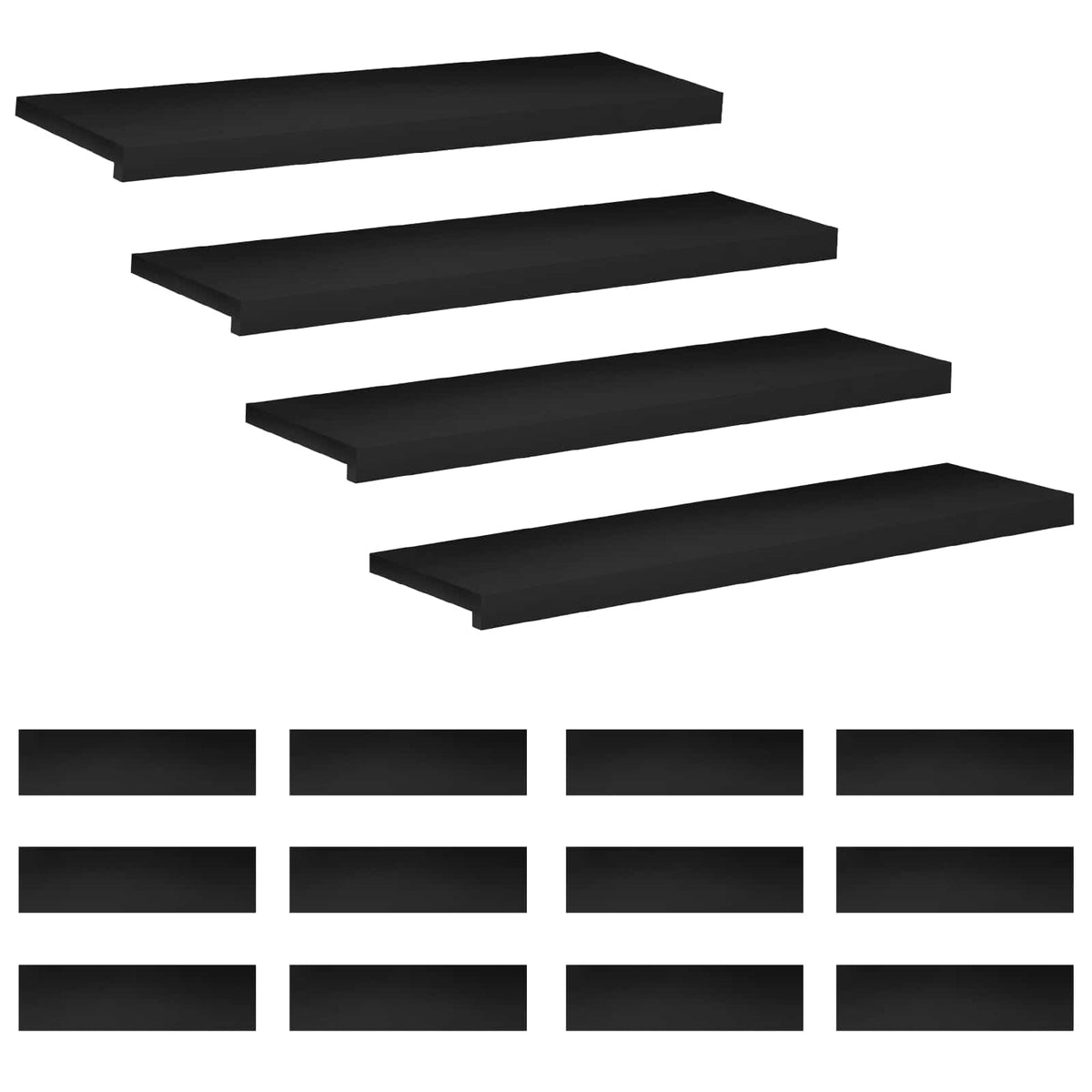 Stair Treads 16 pcs 90 x 30 x 2 cm Black Solid Beech Wood